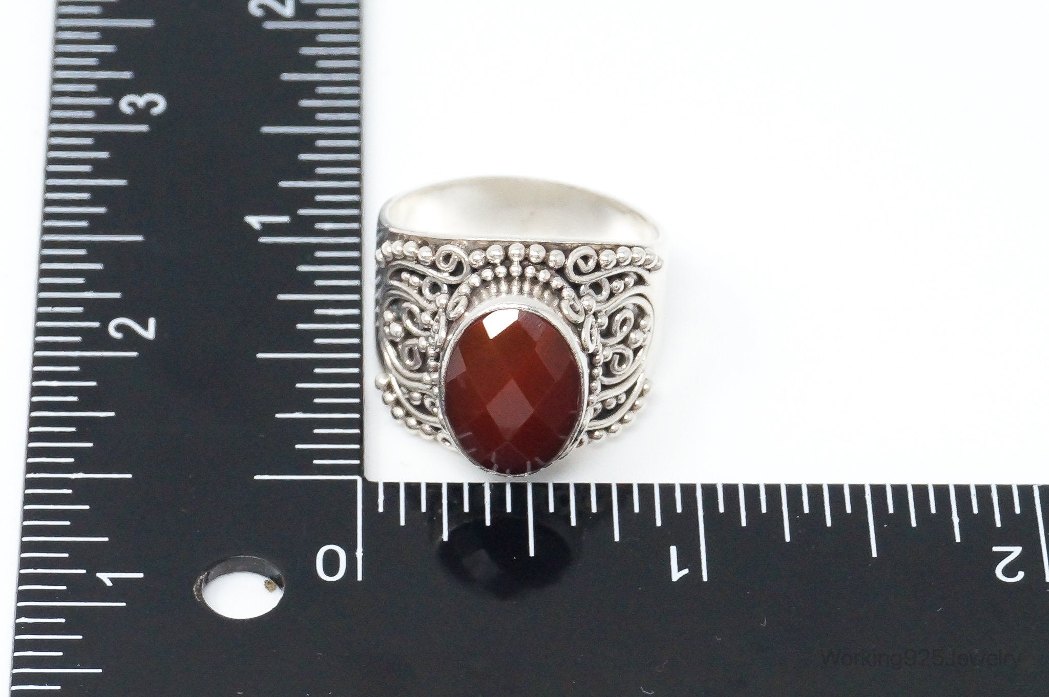 Vintage Designer BA Suarti Carnelian Sterling Silver Ring Size 10.25