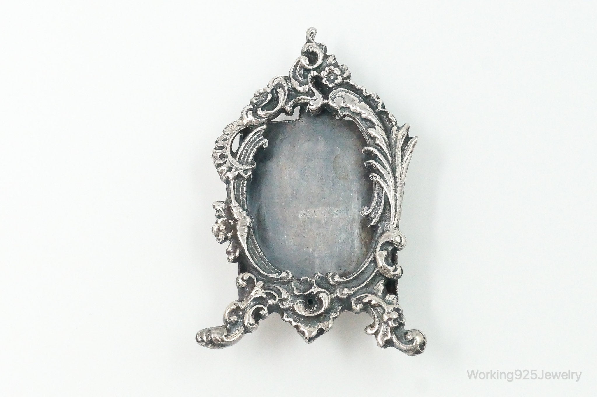 Antique Photo Picture Frame Sterling Silver Brooch Pin