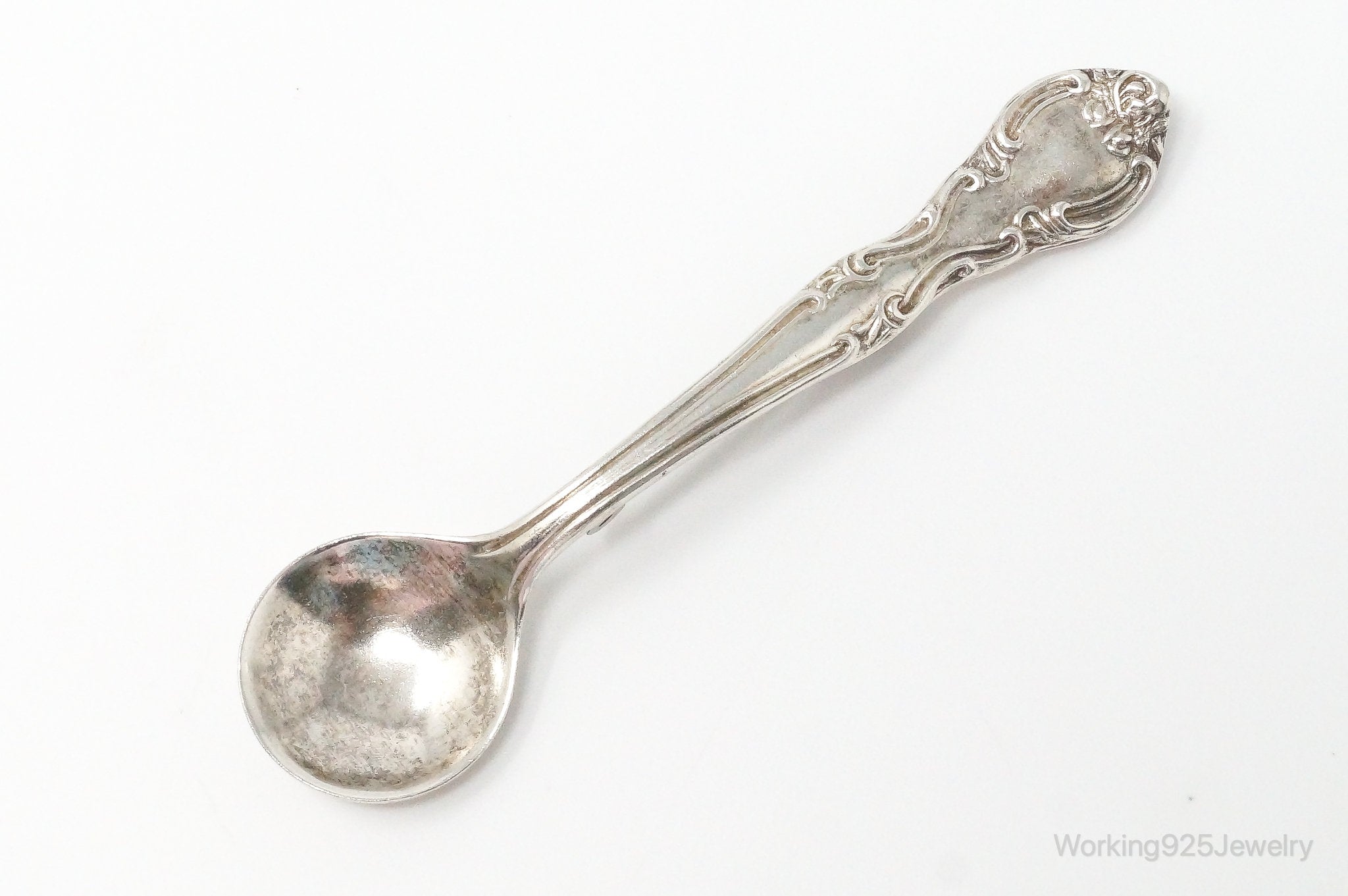 Antique Spoon Sterling Silver Brooch Pin