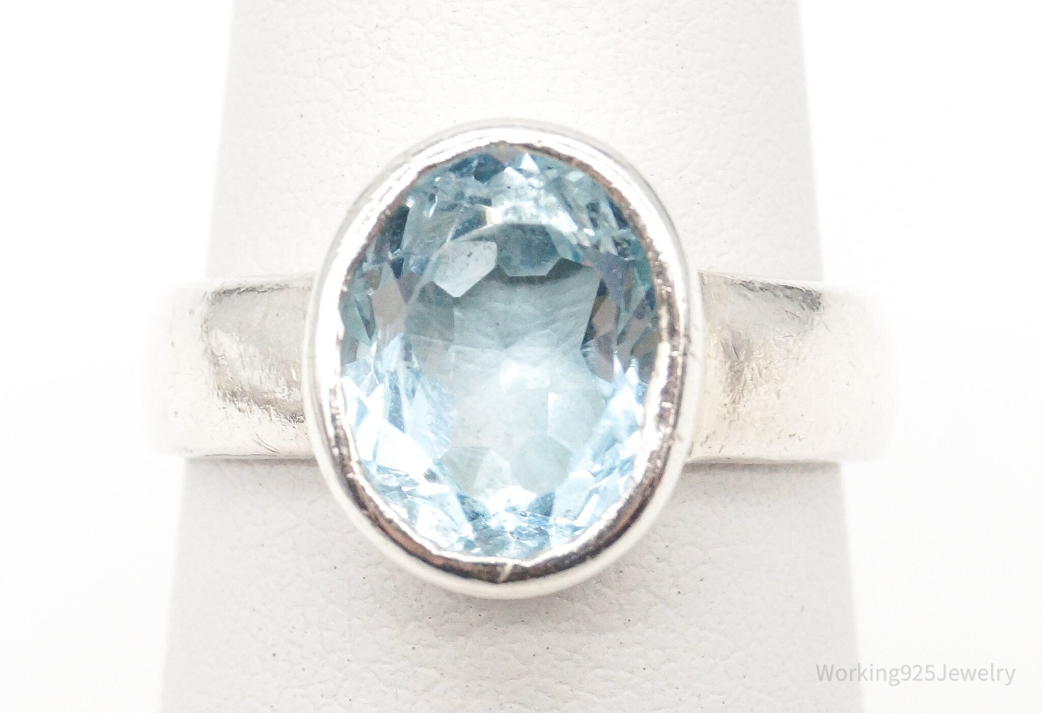 Vintage Blue Topaz Sterling Silver Ring - Size 5.5