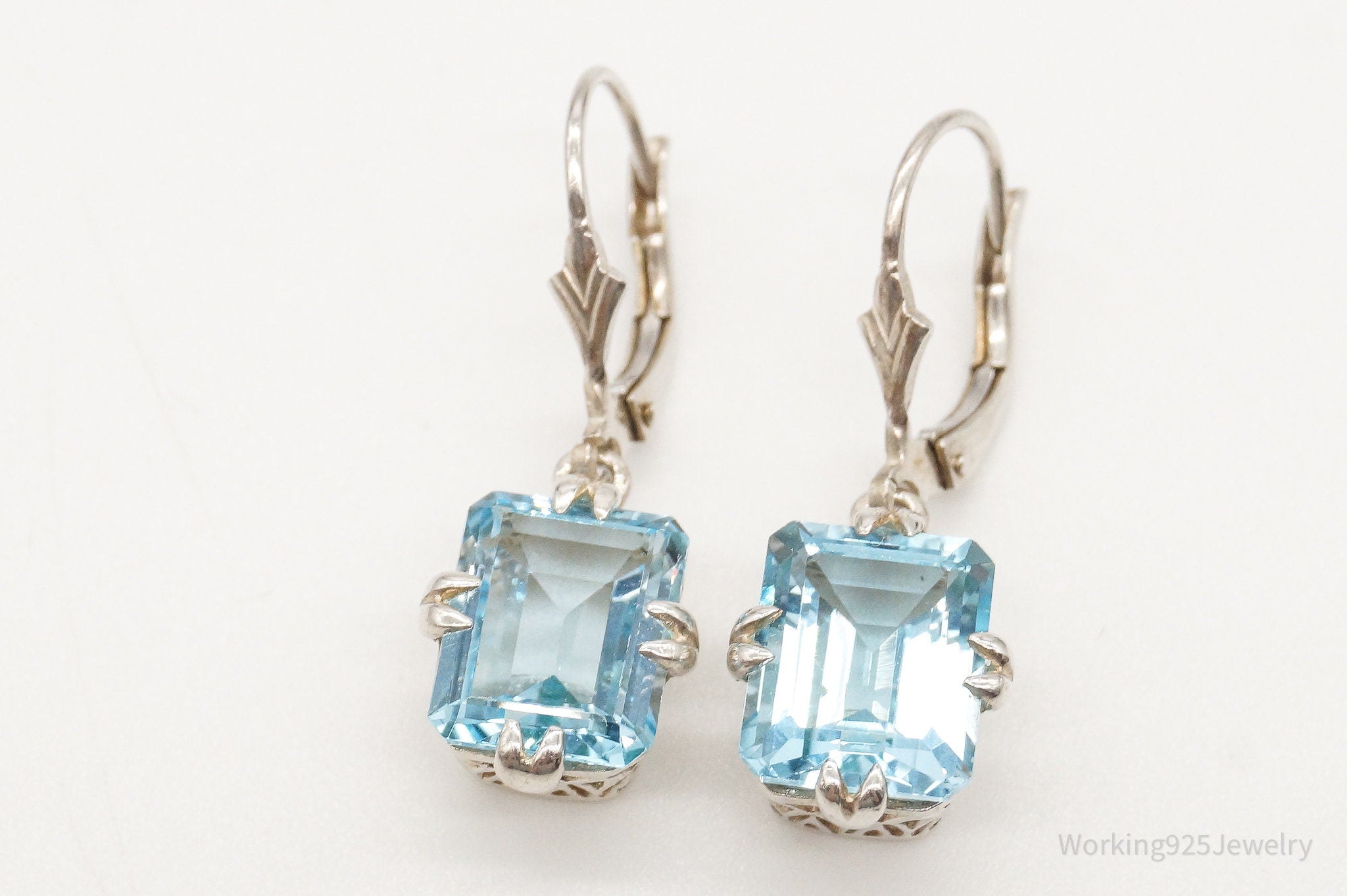 Vintage Designer CNA Blue Topaz Sterling Silver Earrings