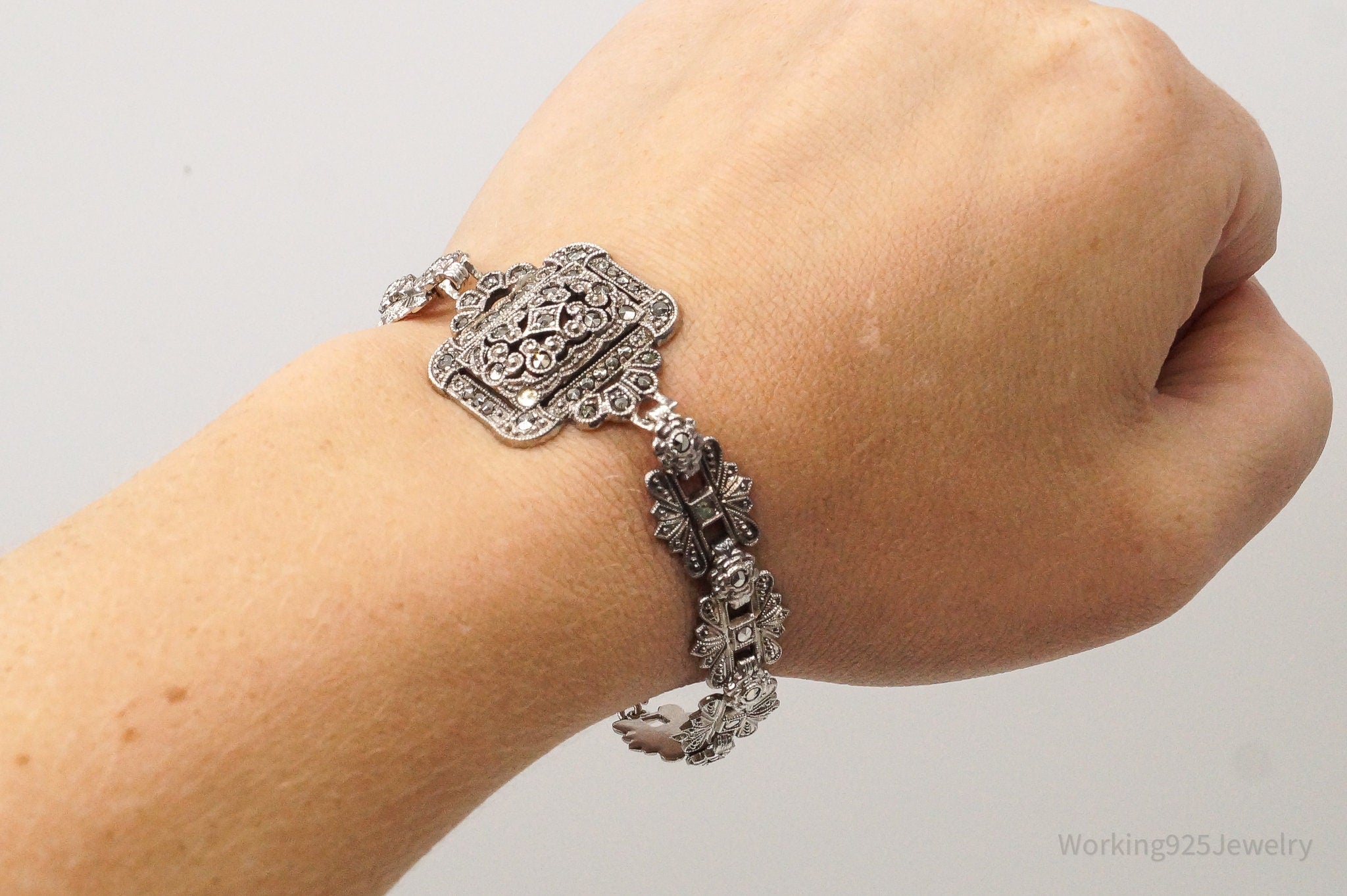 Antique Marcasite Sterling Silver Bracelet