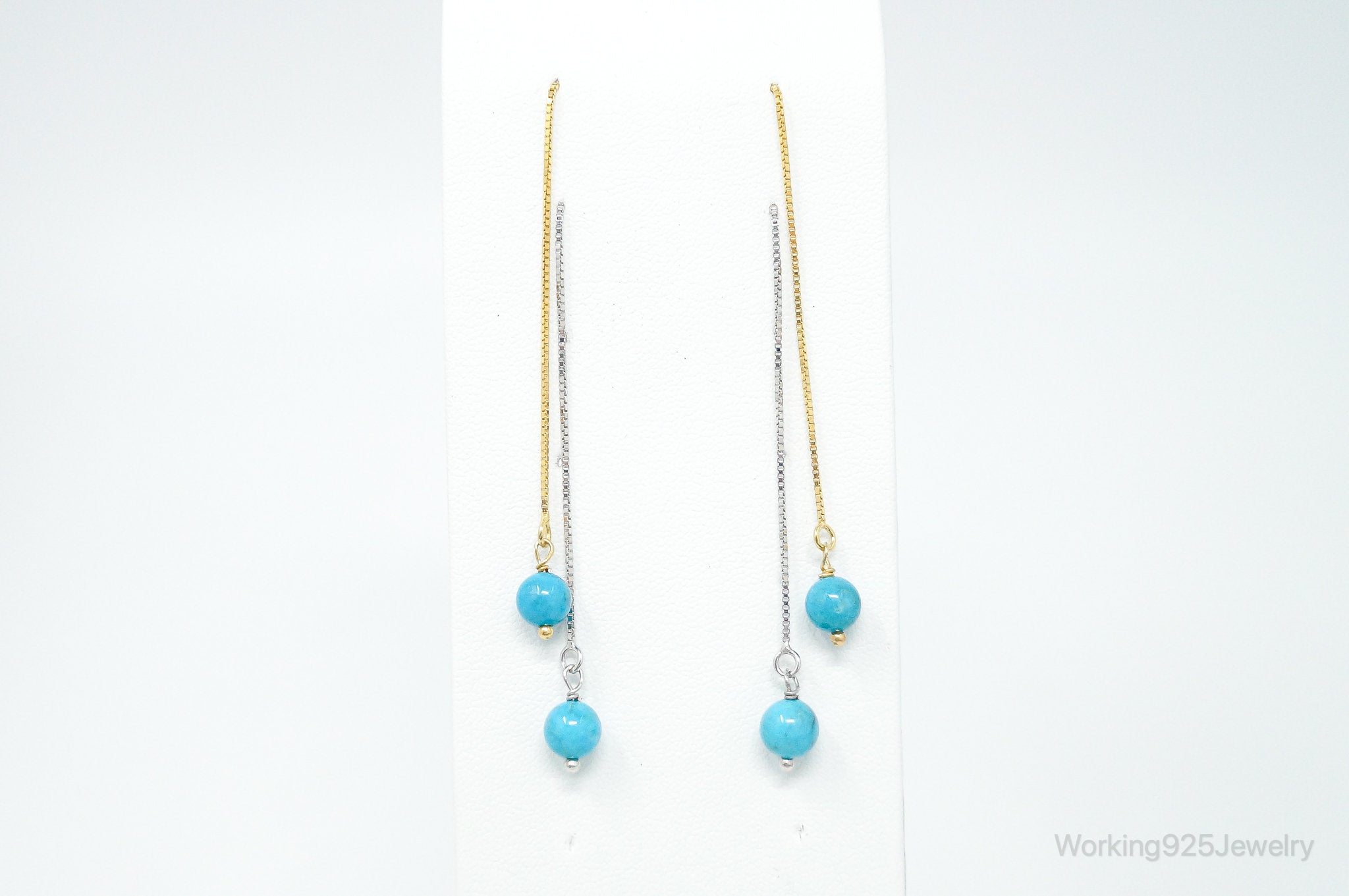 Turquoise Gold Vermeil Sterling Silver Earrings Set