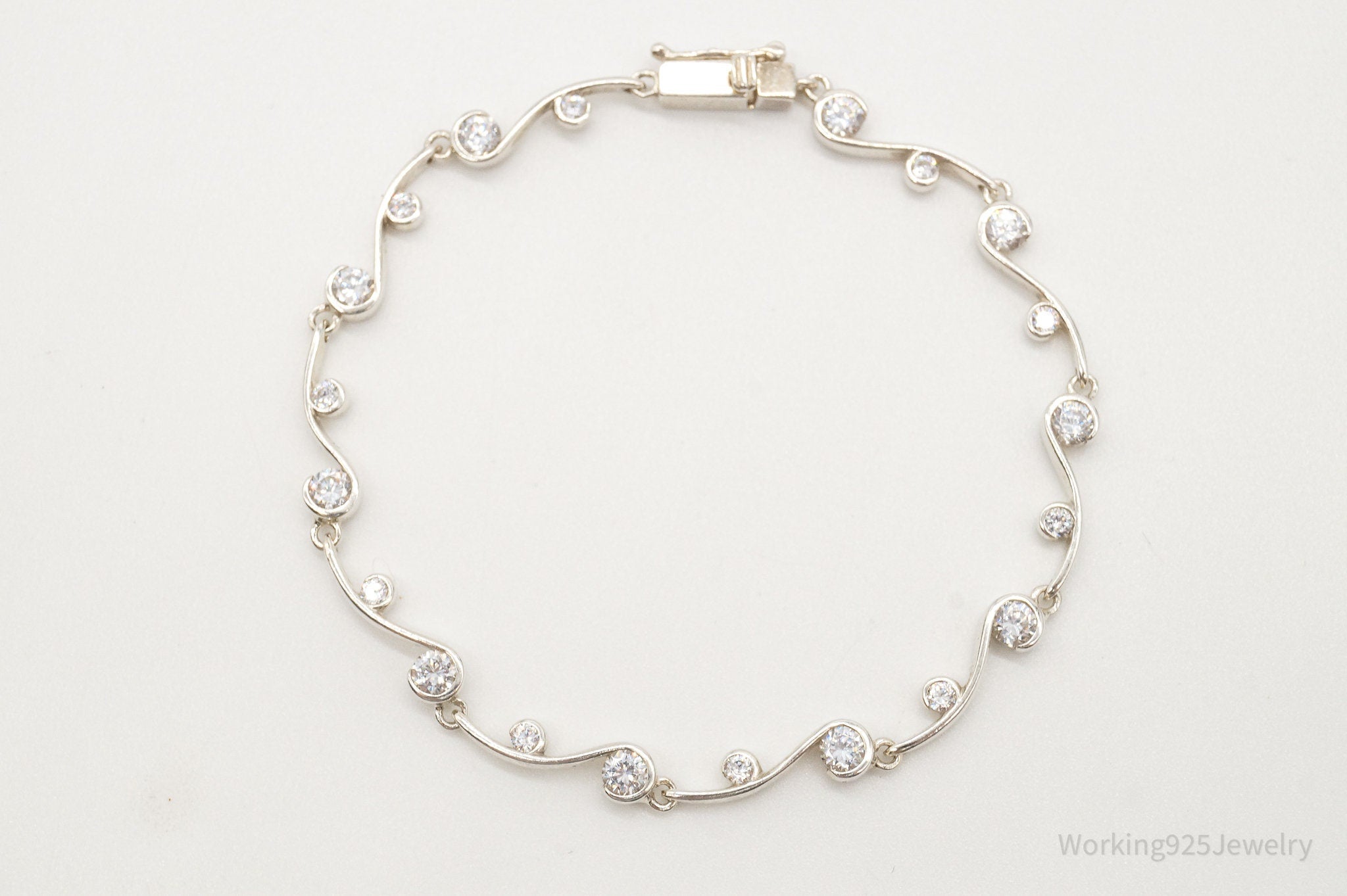 Vintage DQCZ Cubic Zirconia Sterling Silver Tennis Bracelet