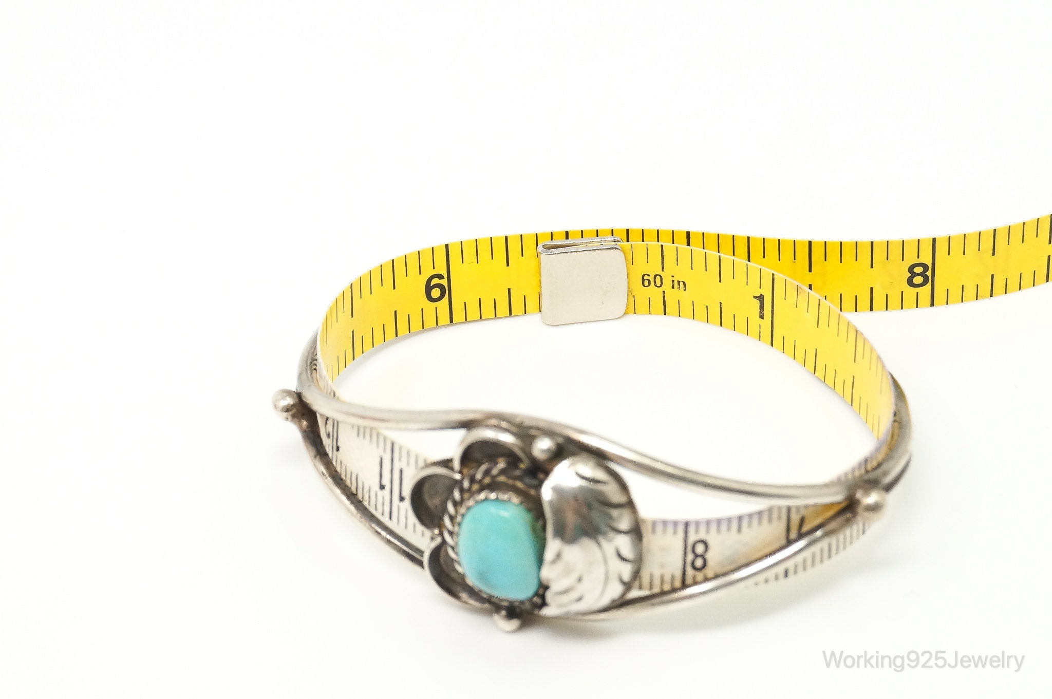 Vintage Handmade Native American Turquoise Sterling Silver Cuff Bracelet