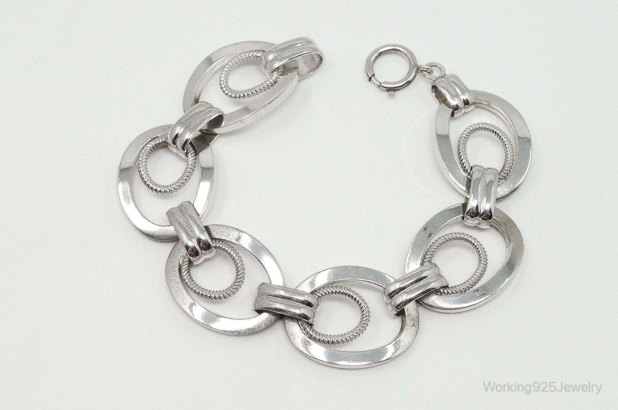 Antique FCC Art Deco Sterling Silver Large Link Chain Bracelet