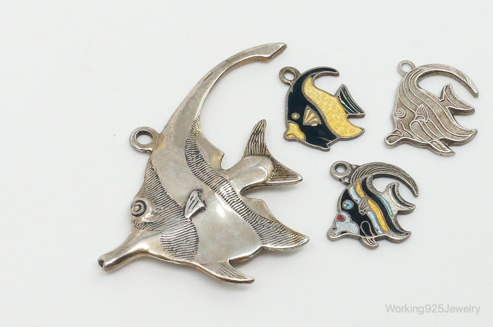 Vintage Antique Ocean Sea Life Moorish Idol Sterling Silver Charms Lot