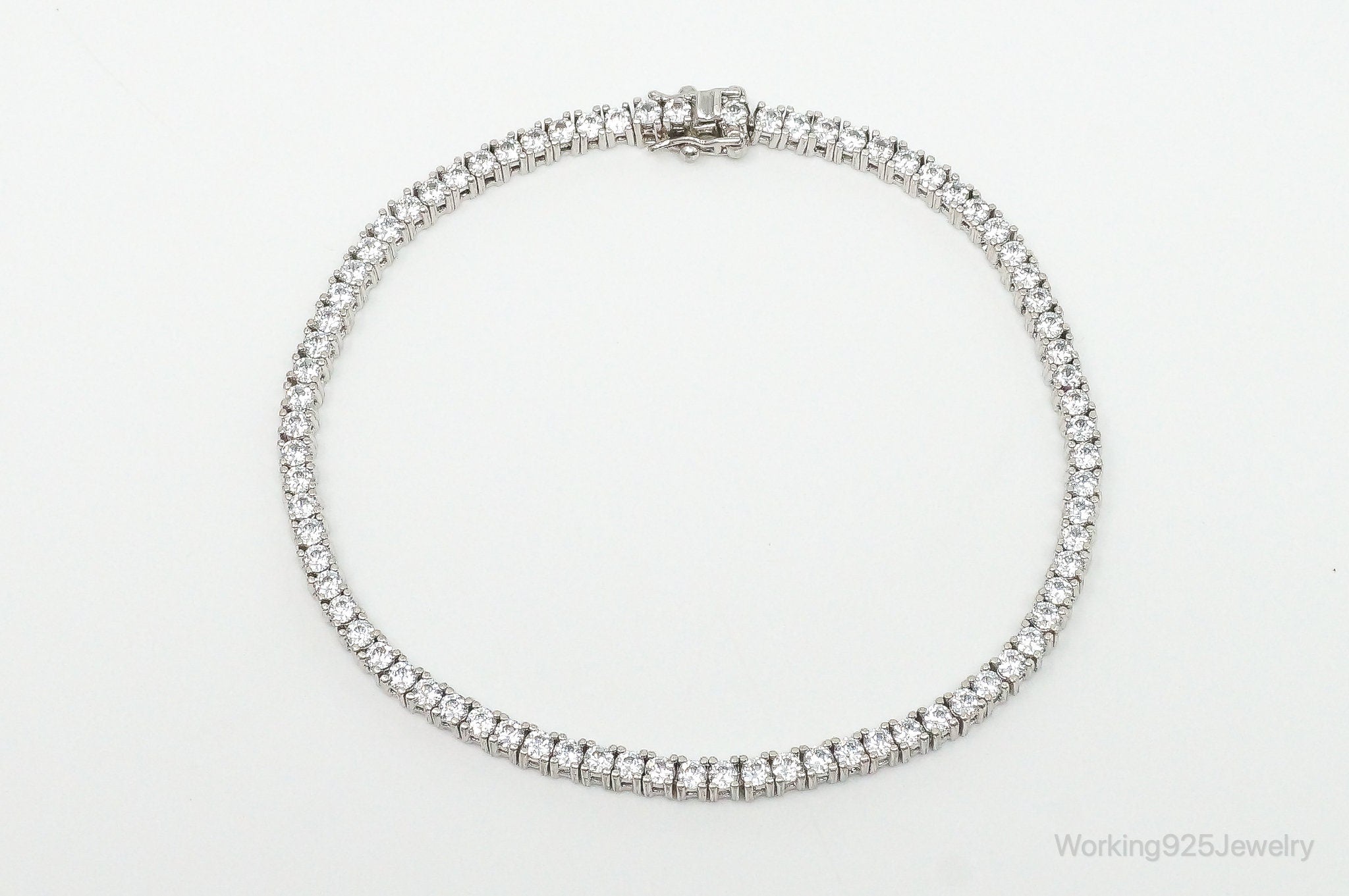 Vintage Cubic Zirconia Sterling Silver Tennis Bracelet