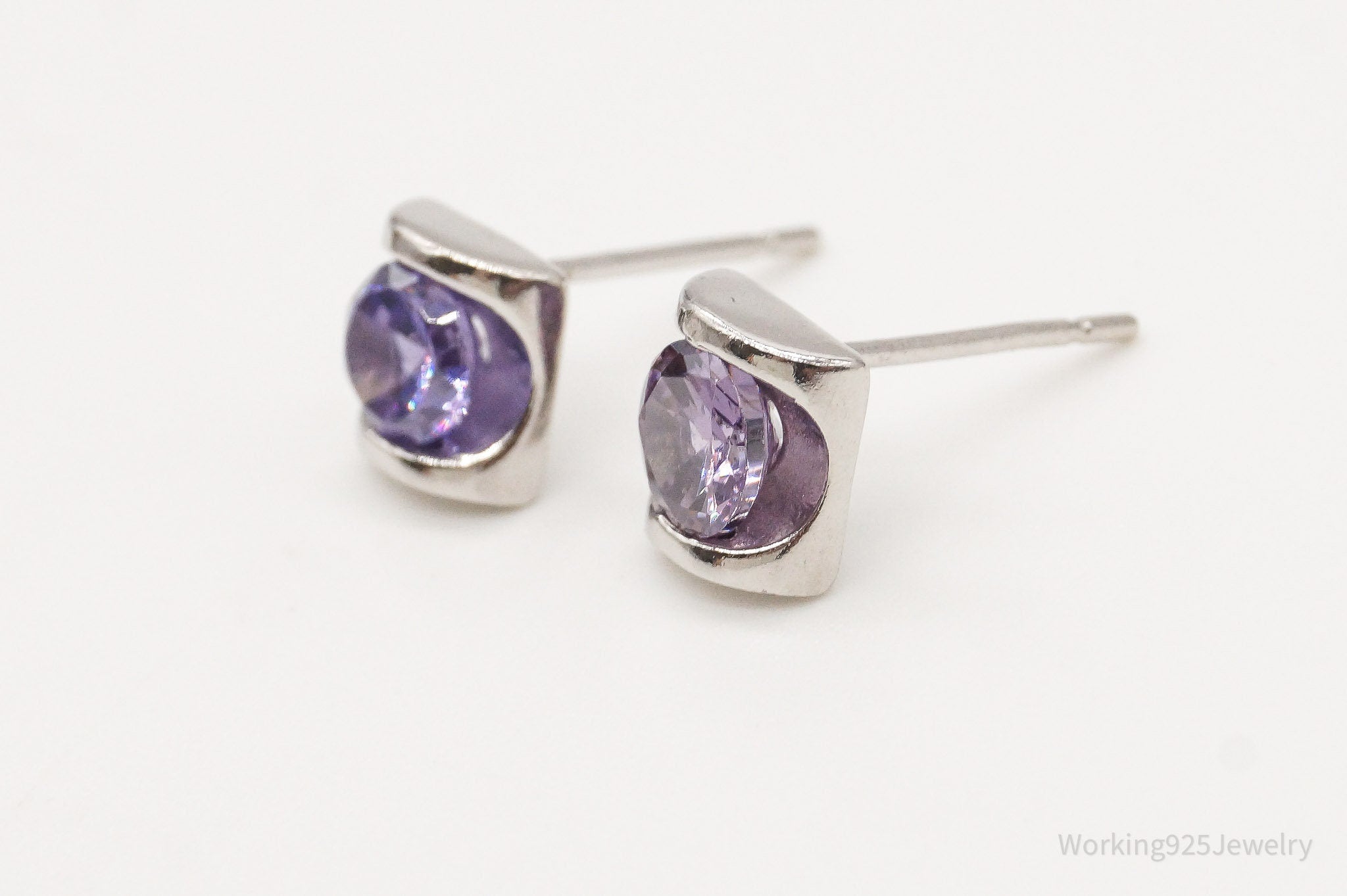 Vintage Amethyst Sterling Silver Earrings