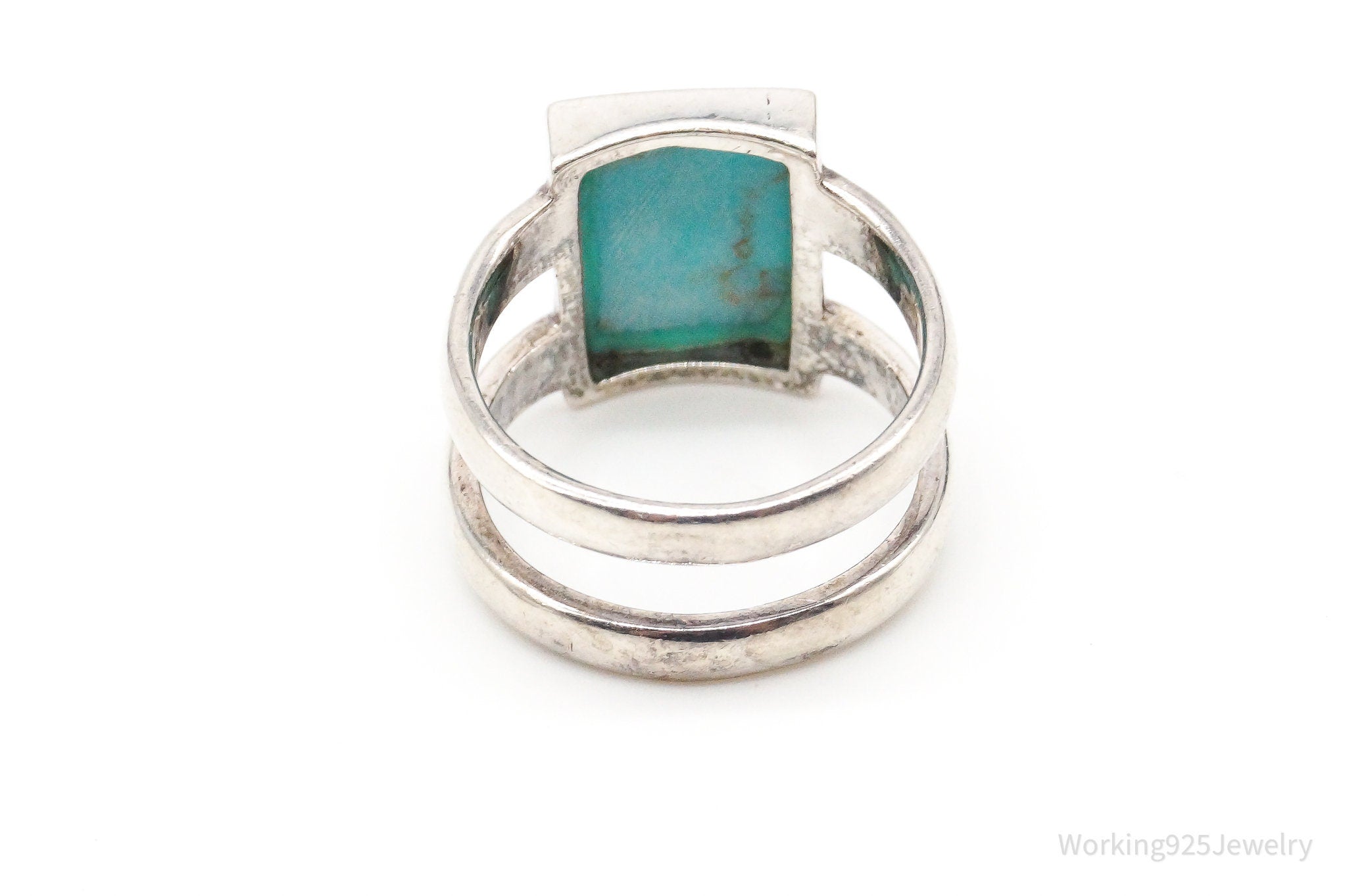 Vintage Designer FAS Faux Turquoise Sterling Silver Ring - Size 7