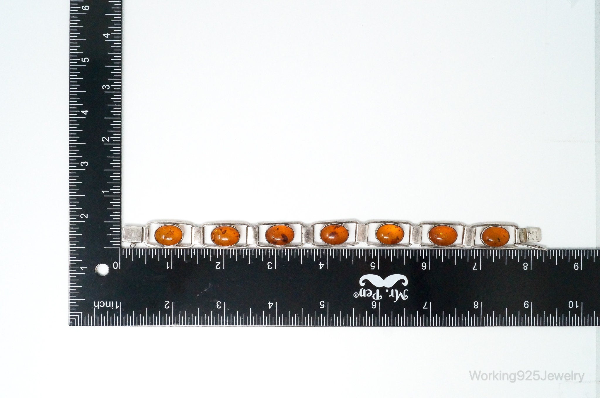 Vintage Graciana Baltic Amber Modernist Sterling Silver Bracelet