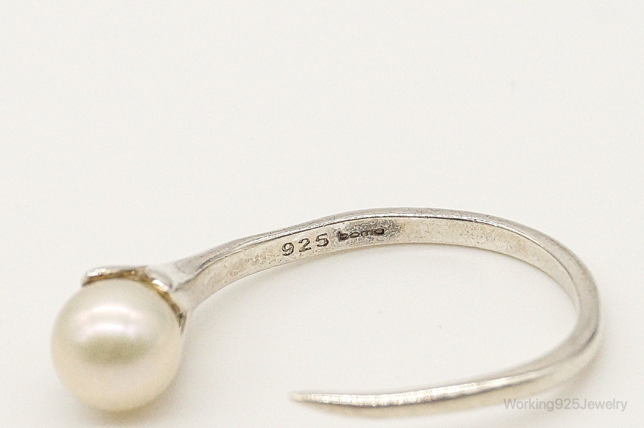 Designer Boma Lab Pearl Sterling Silver Ring Size 8.5 Adjustable