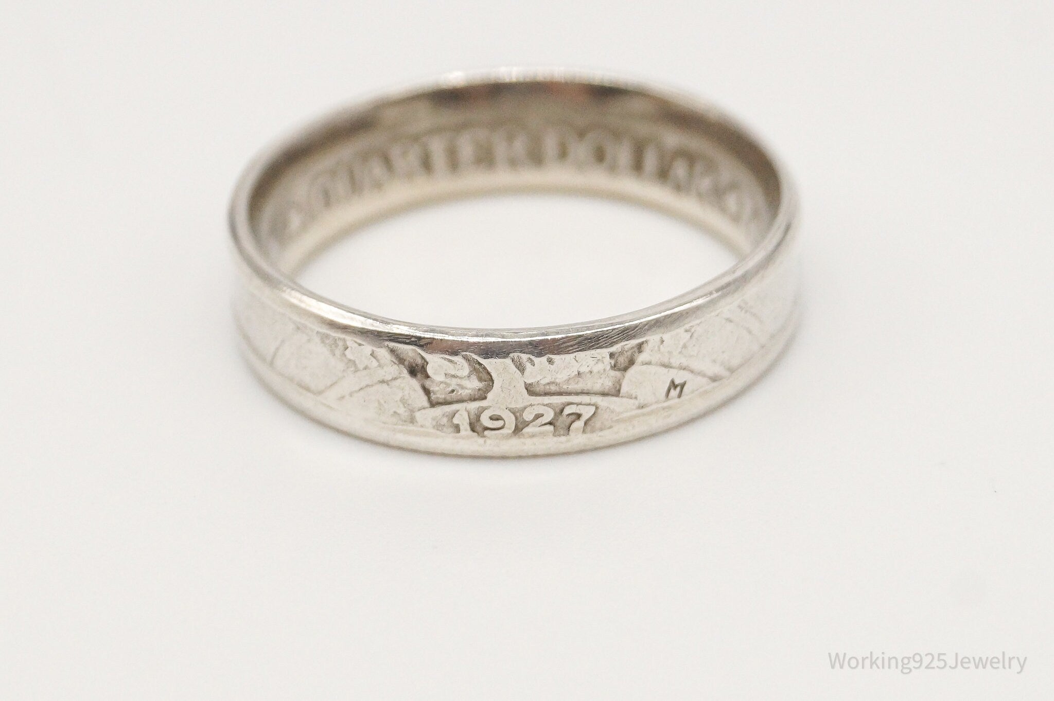 Vintage 1927 Standing Liberty Quarter Dollar Coin Silver Ring - Size 6.75