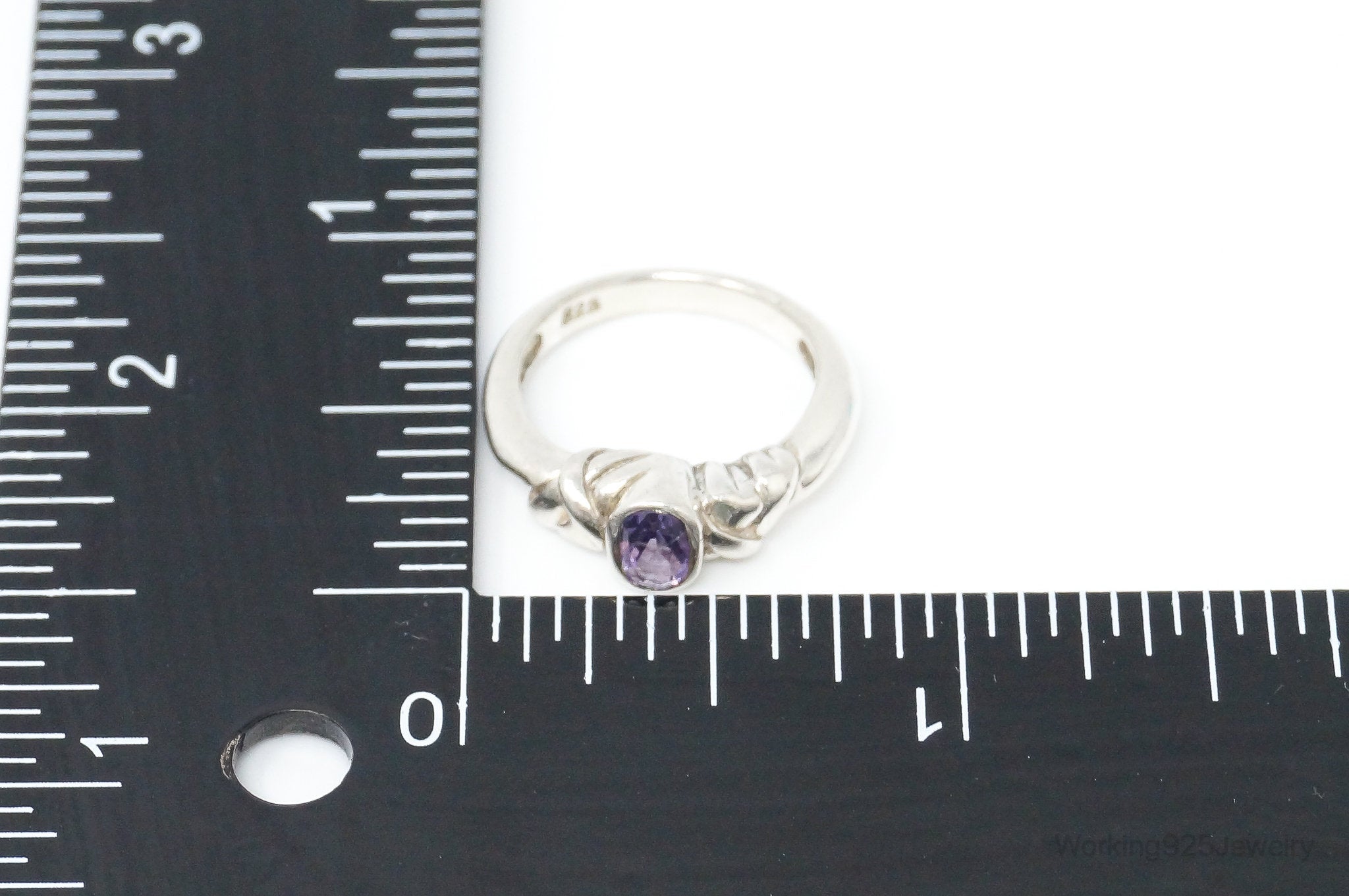 Vintage Amethyst Sterling Silver Ring - Size 4.75