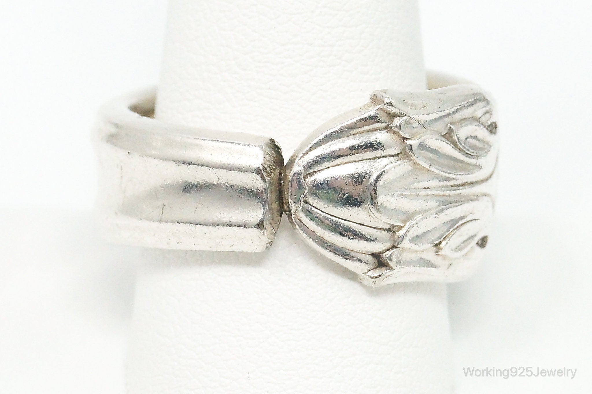 Antique Art Deco Sterling Silver Wrap Spoon Ring - SZ 12.75