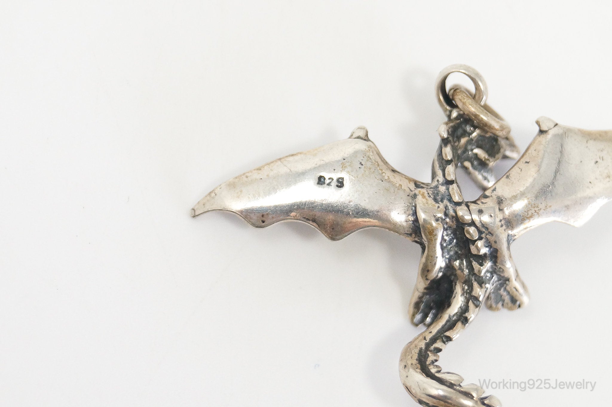 Vintage Dragon Sterling Silver Necklace Pendant