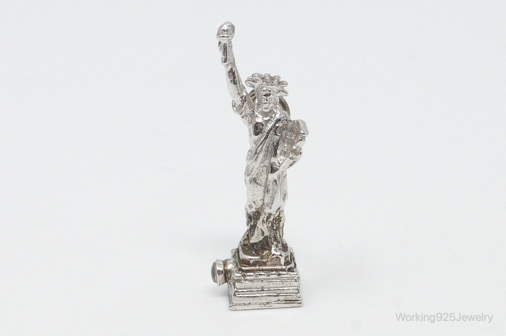 Rare Statue of Liberty New York Skyline Picture View Sterling Silver Charm