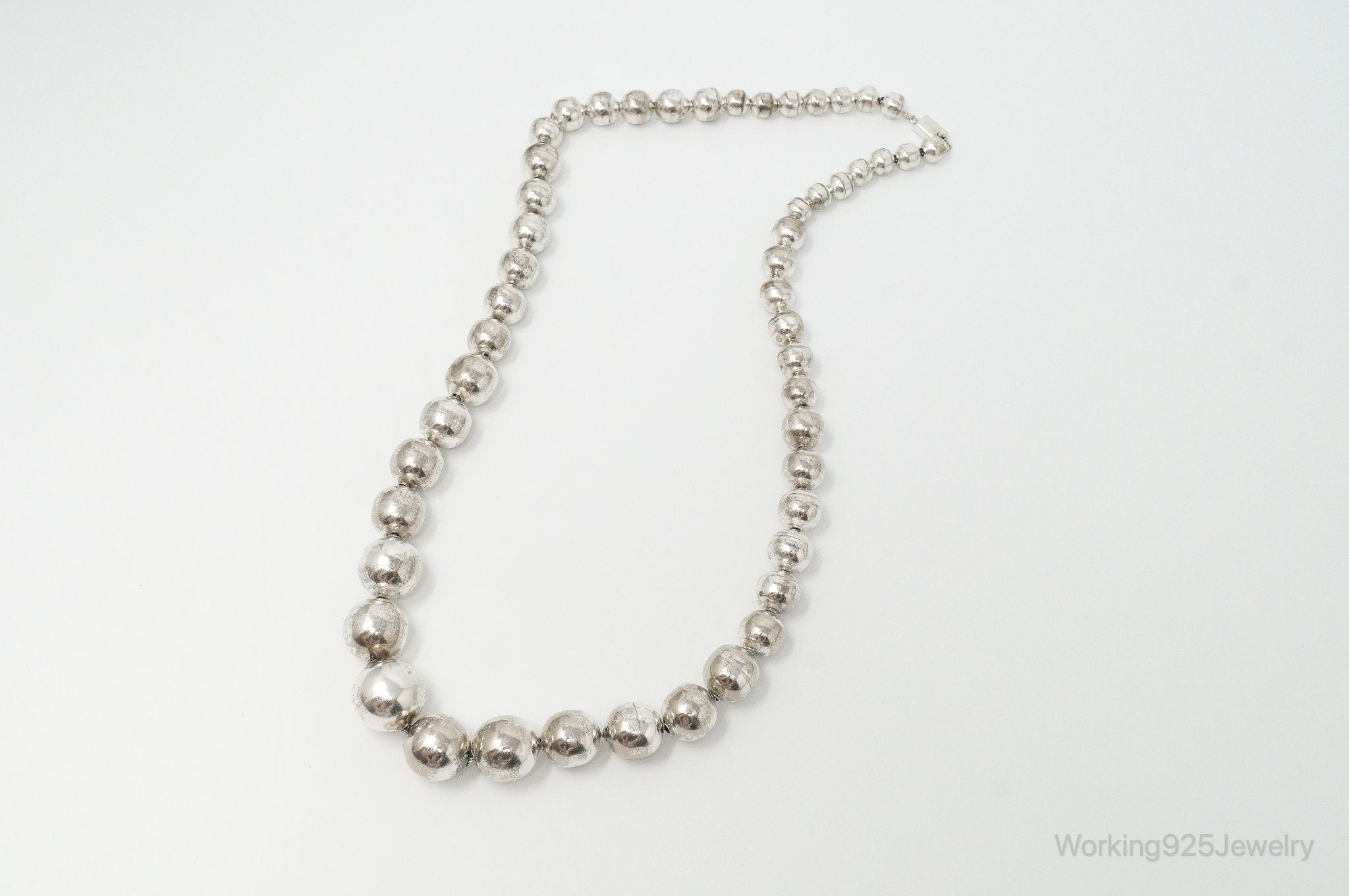 Vintage Ball Bead Sterling Silver Necklace