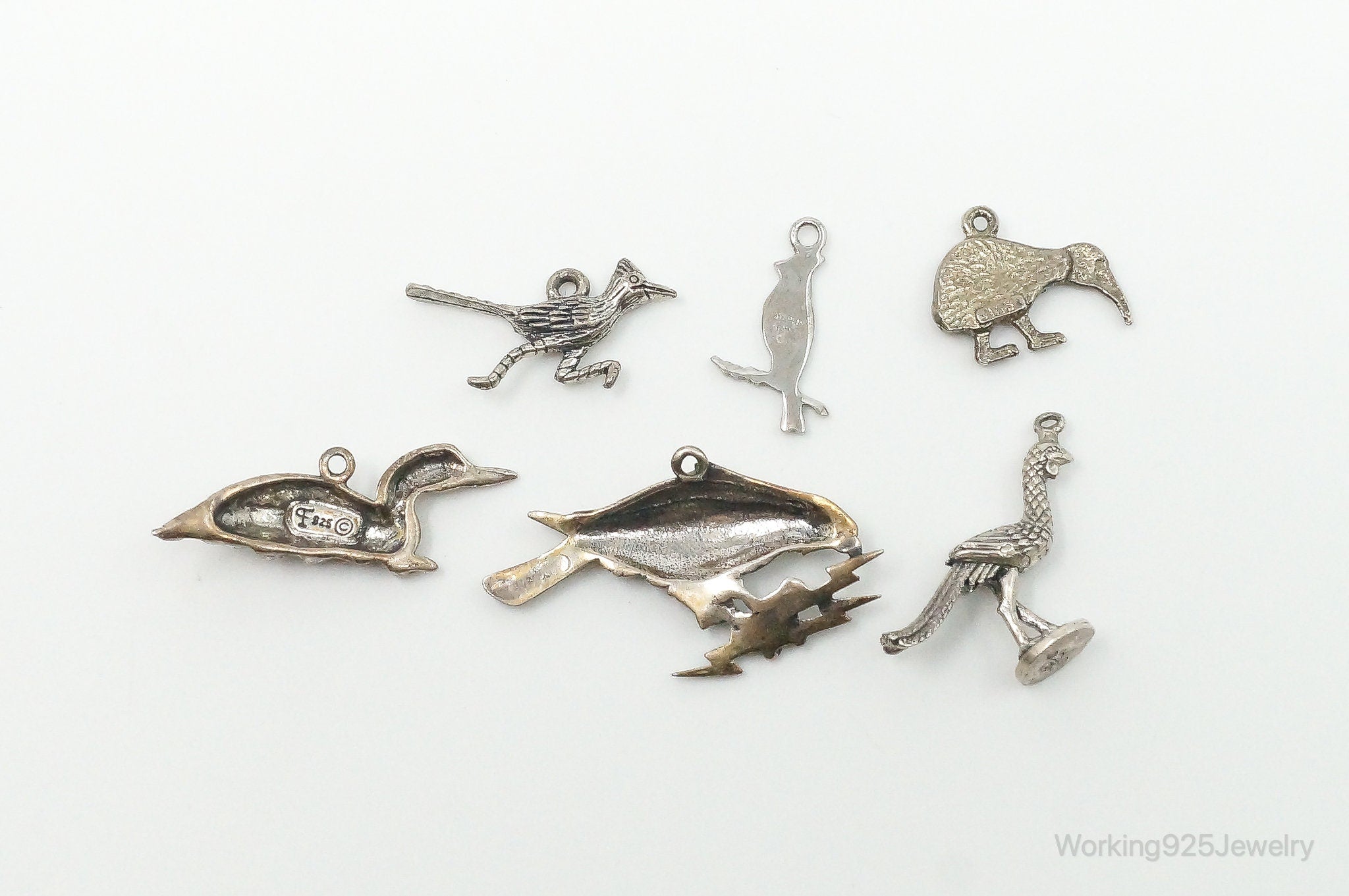 Antique Vintage Birds Sterling Silver Charms Lot