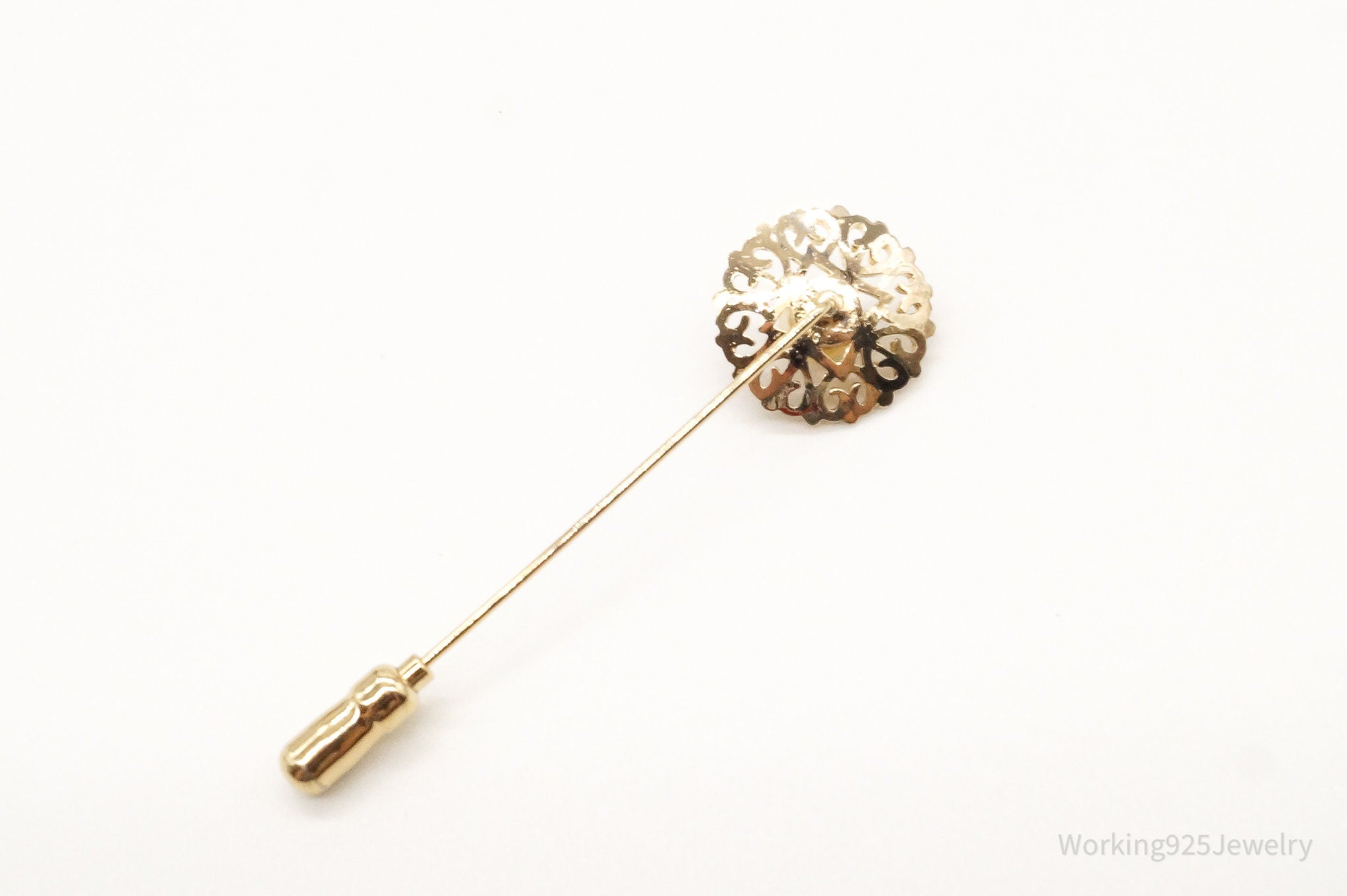 Antique Pearl Gold Vermeil Sterling Silver Stick Pin Brooch