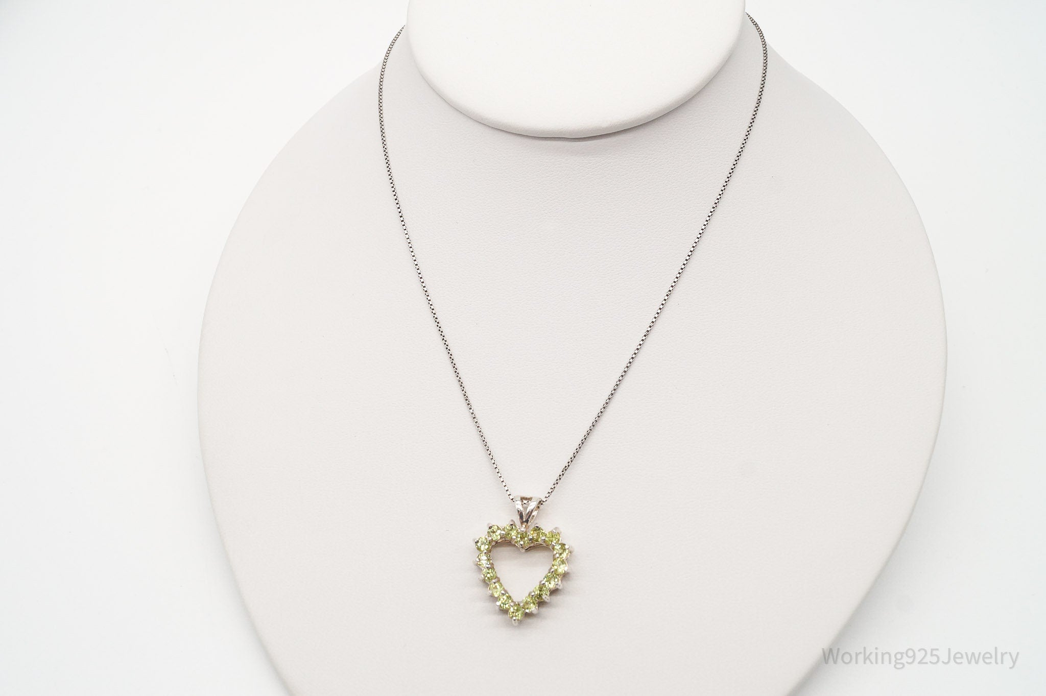 Vintage Designer DBJ Heart Peridot Sterling Silver Necklace