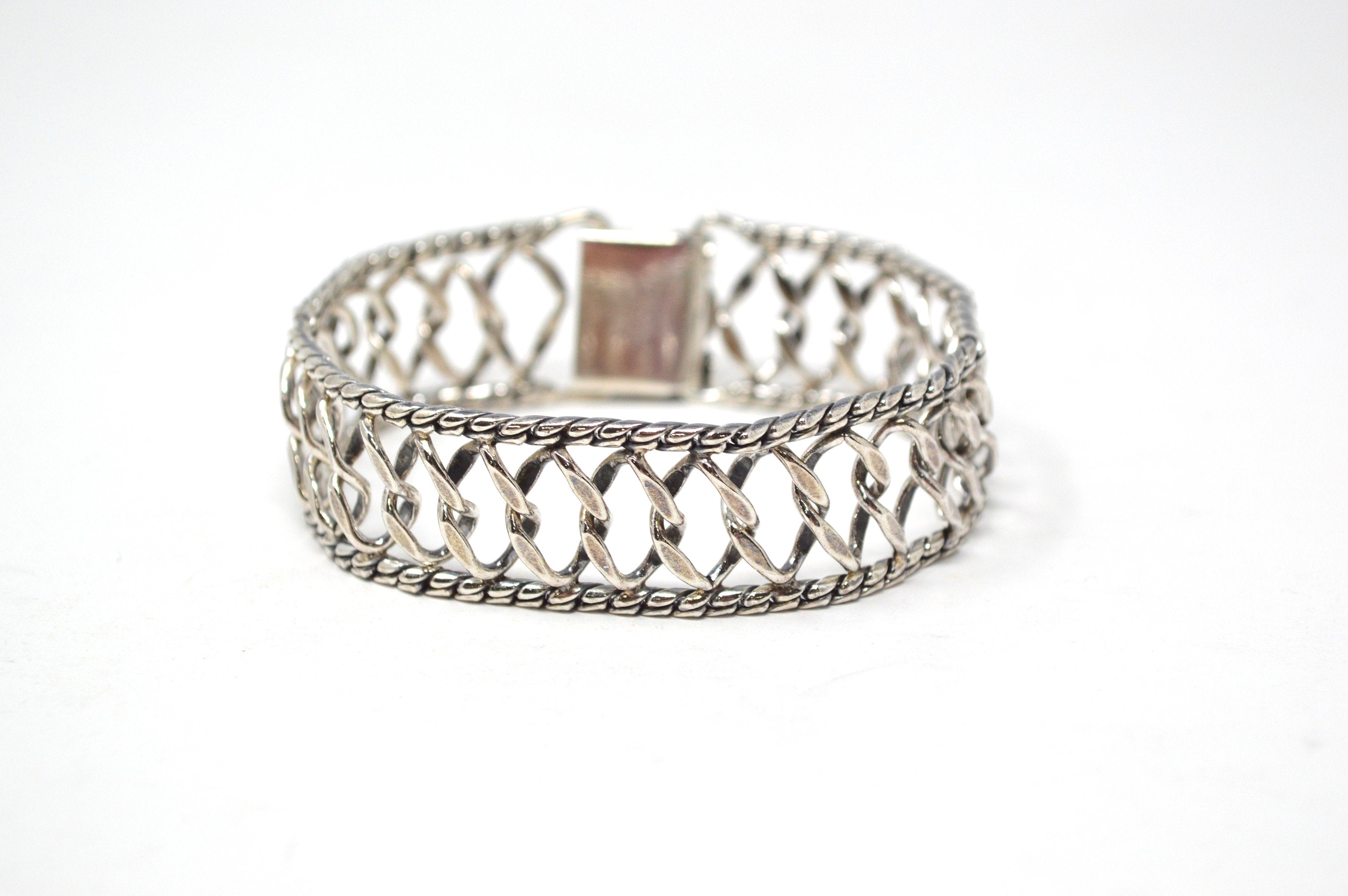 Vintage Designer Danecraft Woven Intertwining Link Sterling Silver Bracelet