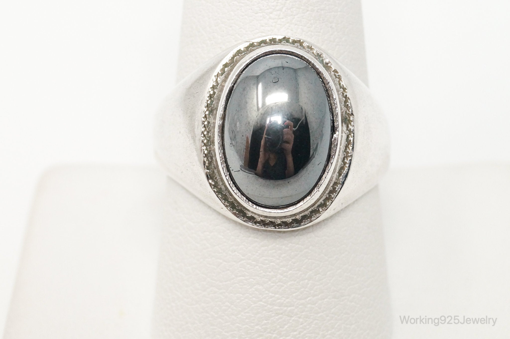 Vintage Hematite Sterling Silver Ring - Size 9.25