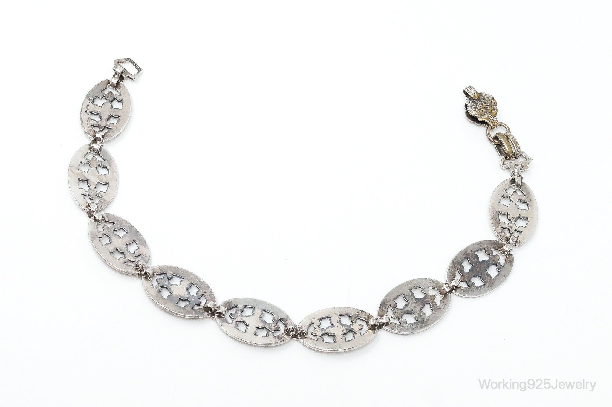 Antique Sterling Silver Floral Pattern Bracelet