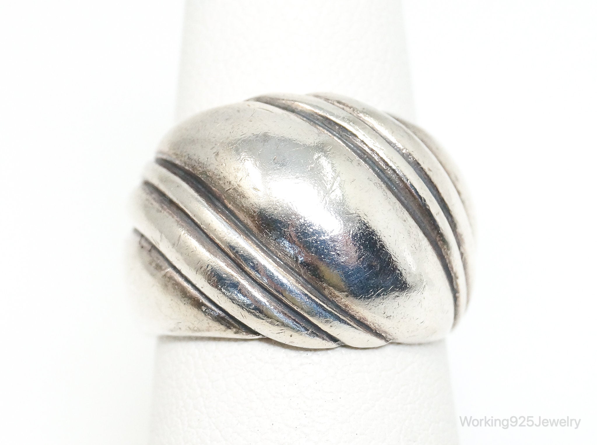 Vintage Designer Kabana Modern Puffy Sterling Silver Ring - SZ 8