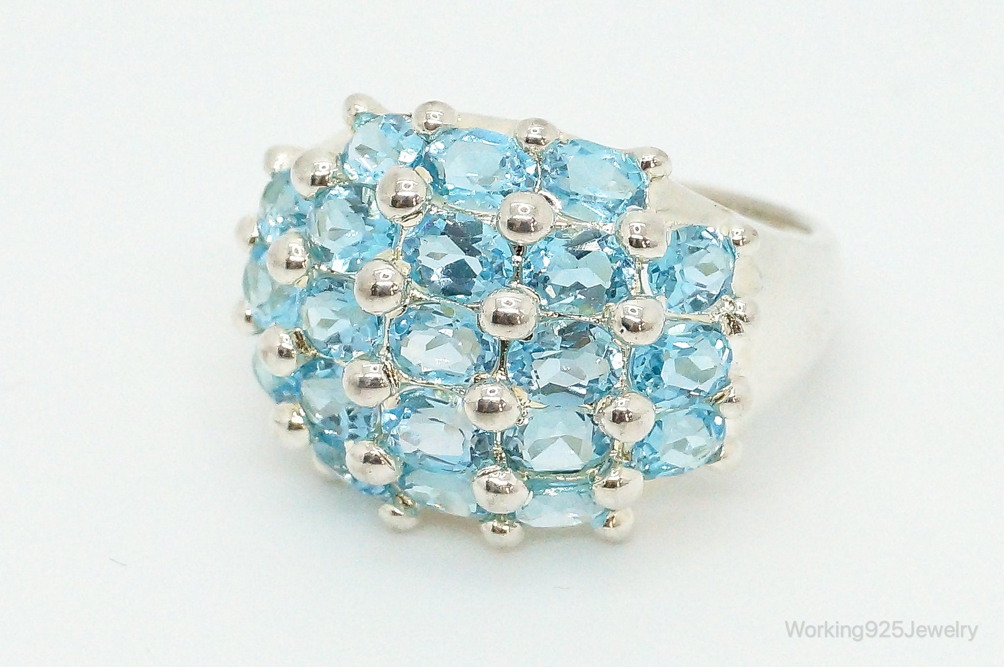 Blue Topaz Sterling Silver Ring Size 7.75