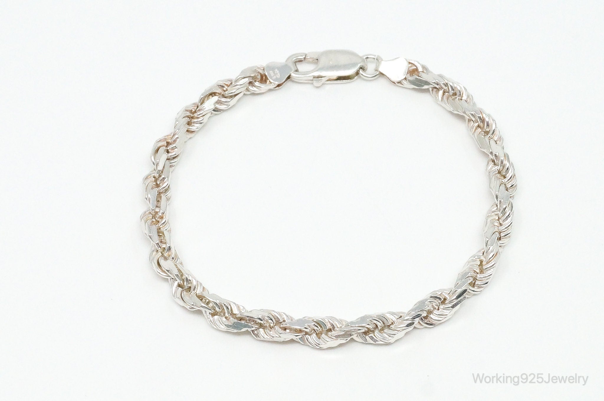 Vintage Italian Rope Chain Sterling Silver Bracelet