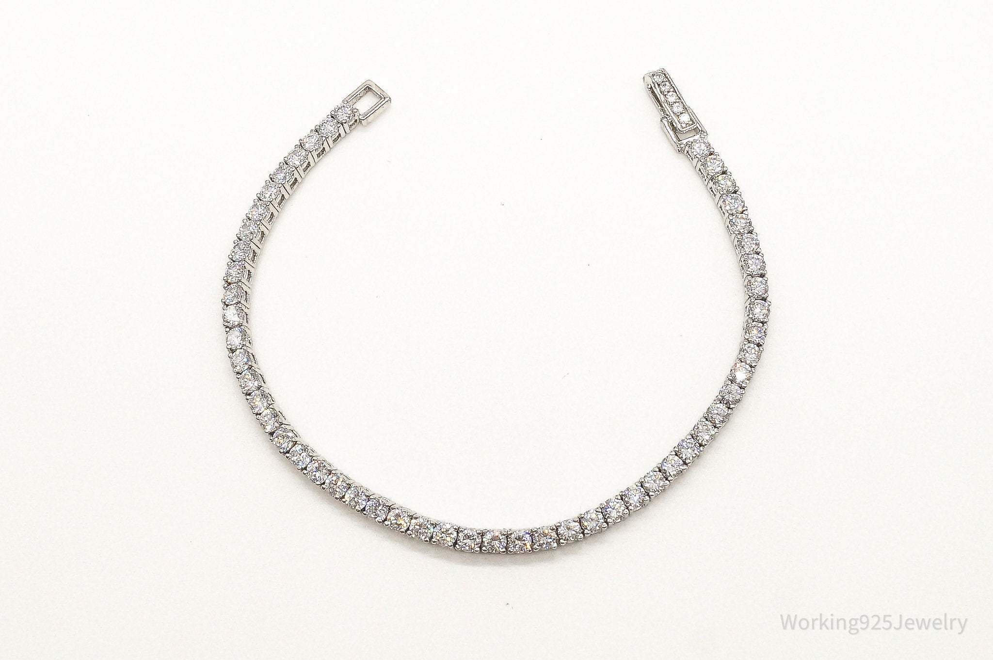 Vintage Cubic Zirconia Sterling Silver Tennis Bracelet