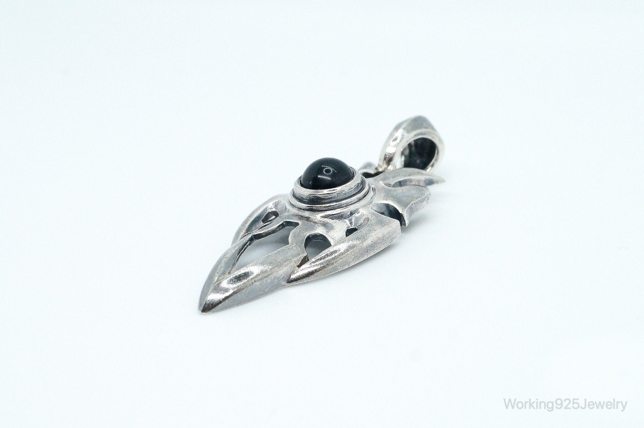 Designer BOMA Black Onyx Modernist Sterling Silver Pendant