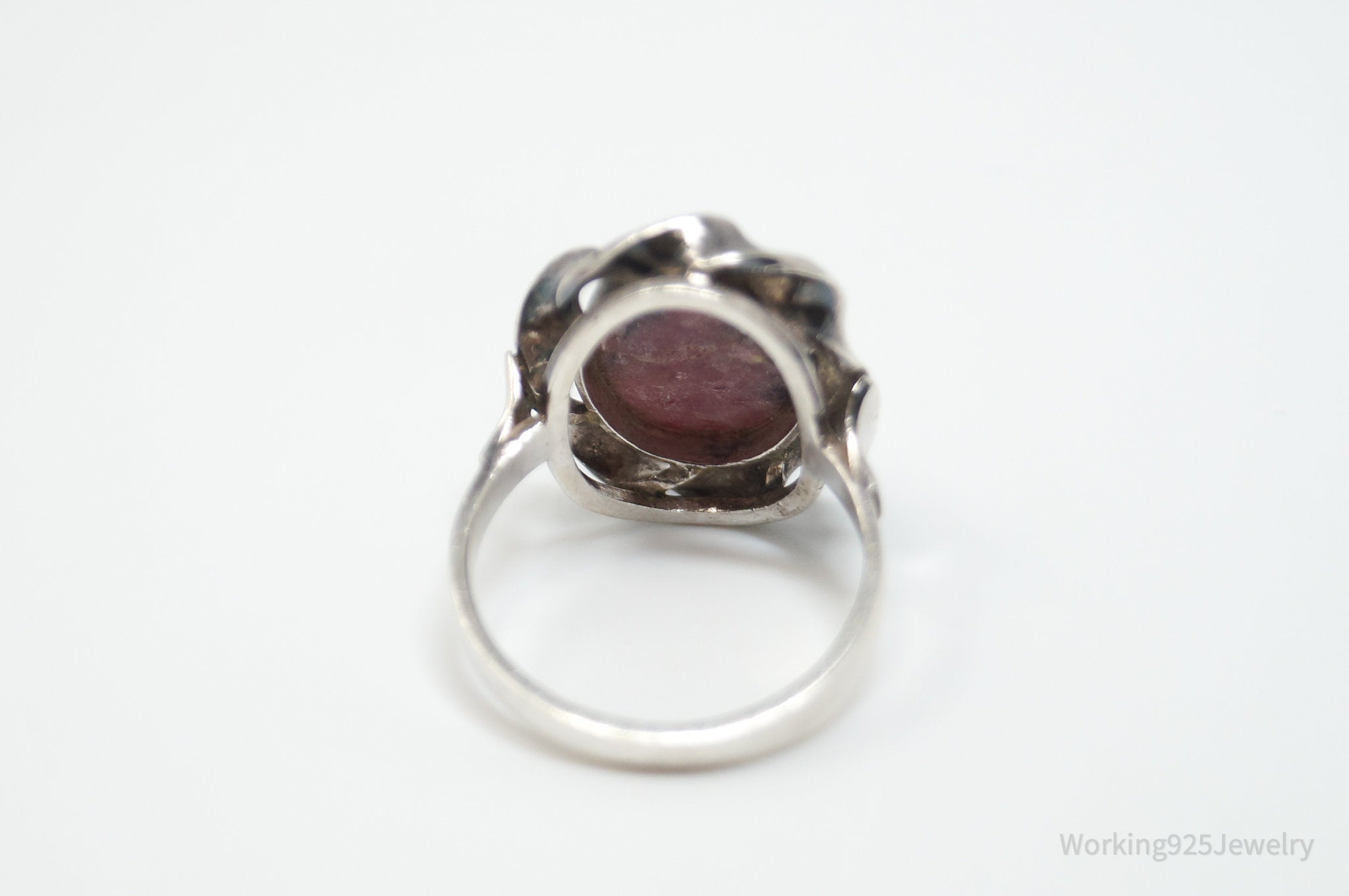 RARE ATG HANDARBEN Rhodonite 830S Silver Ring - Sz 8