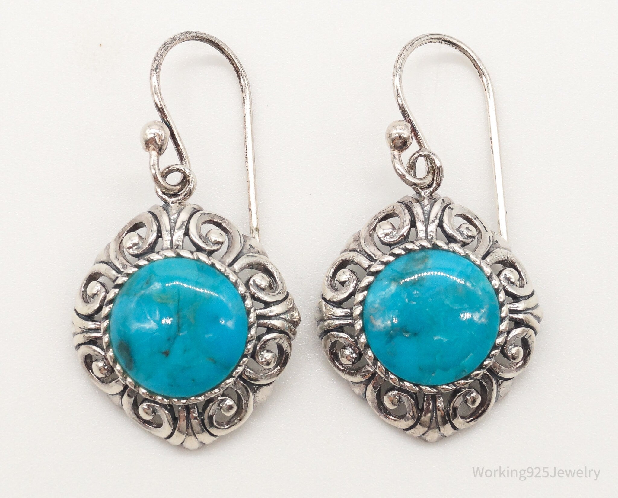 Designer NK Blue Turquoise Sterling Silver Earrings