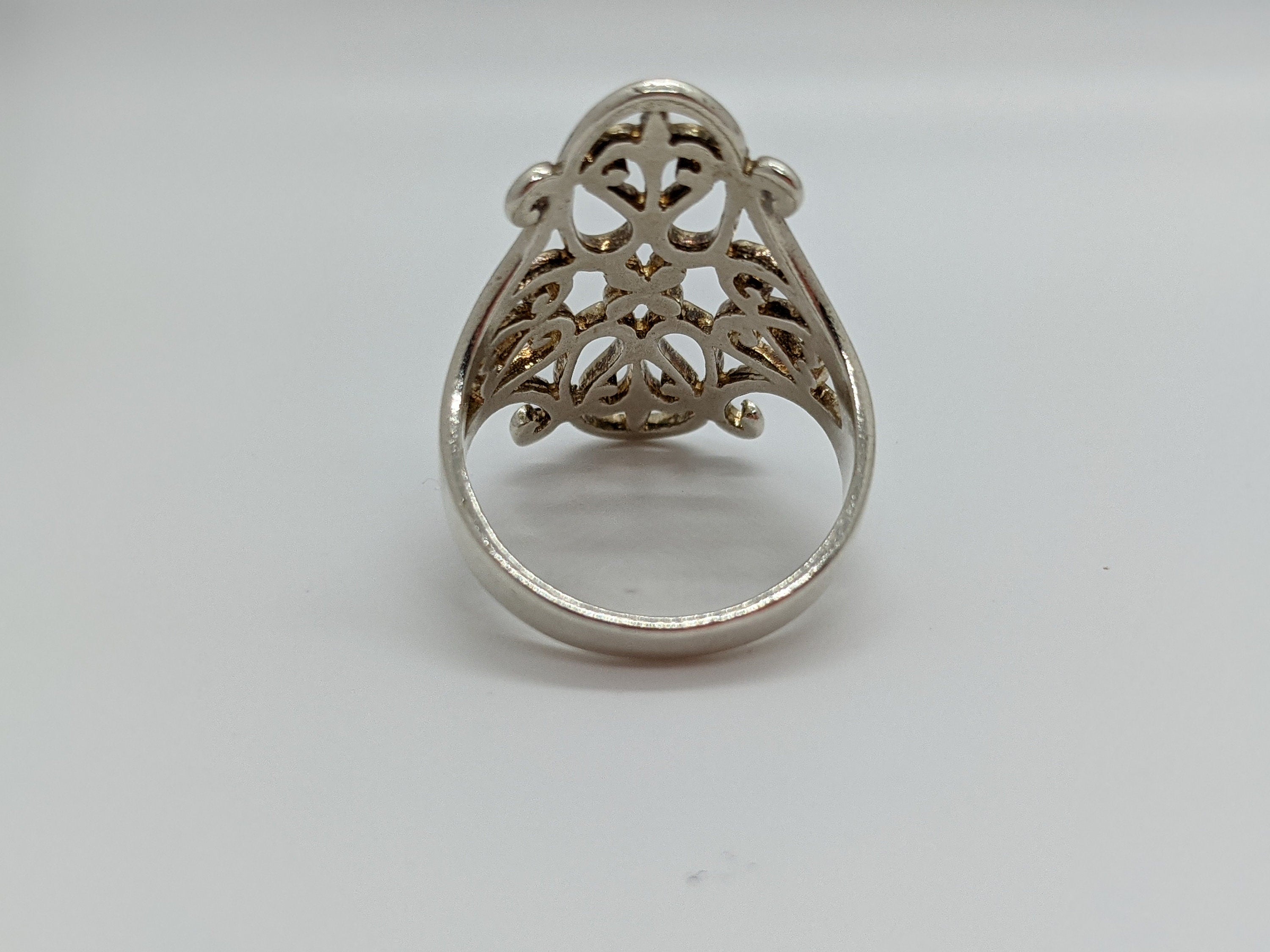 Vintage Designer Boma Cut Out Fleur de Lis Sterling Silver Ring Size 8