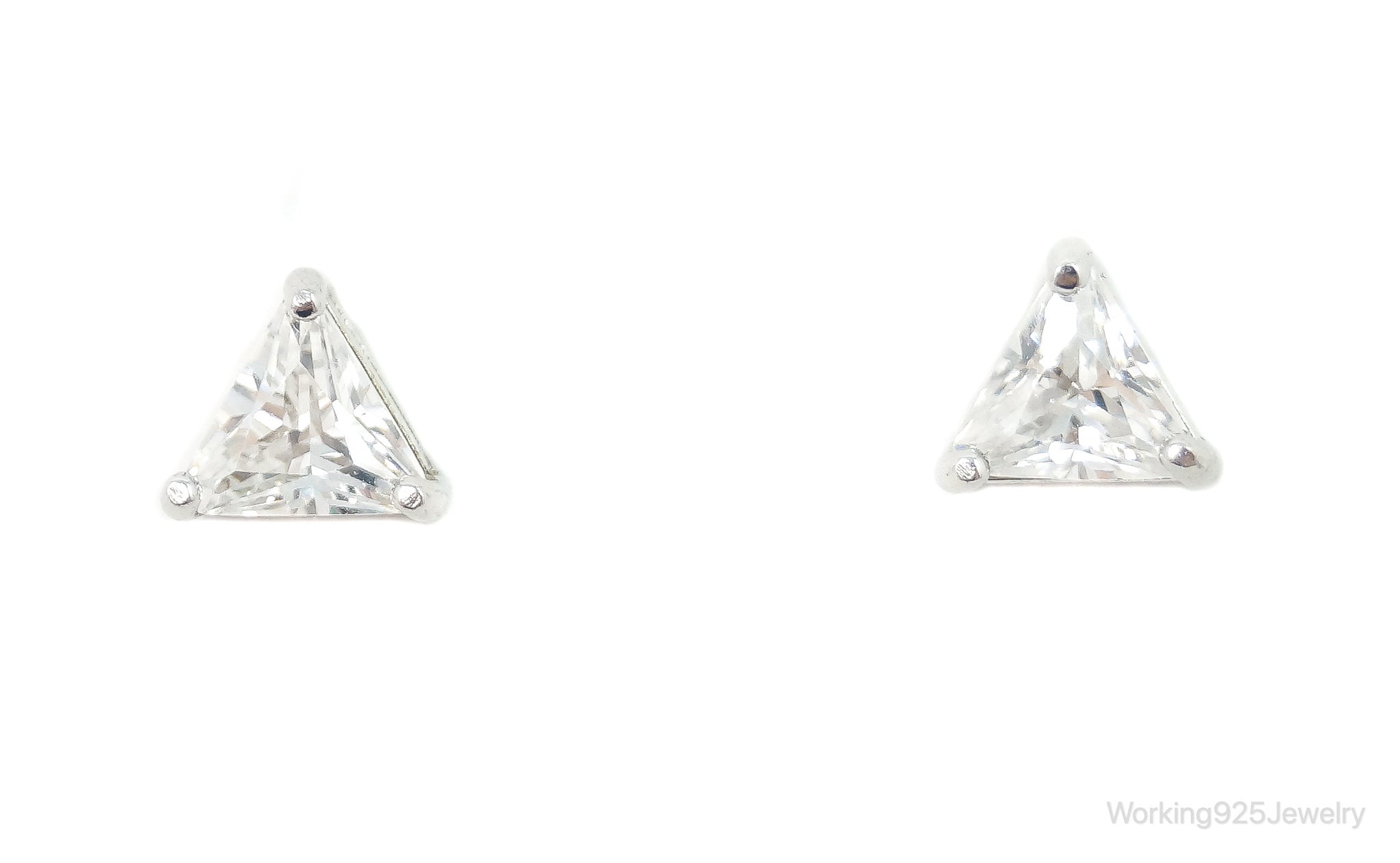 Cubic Zirconia Sterling Silver Stud Post Earrings