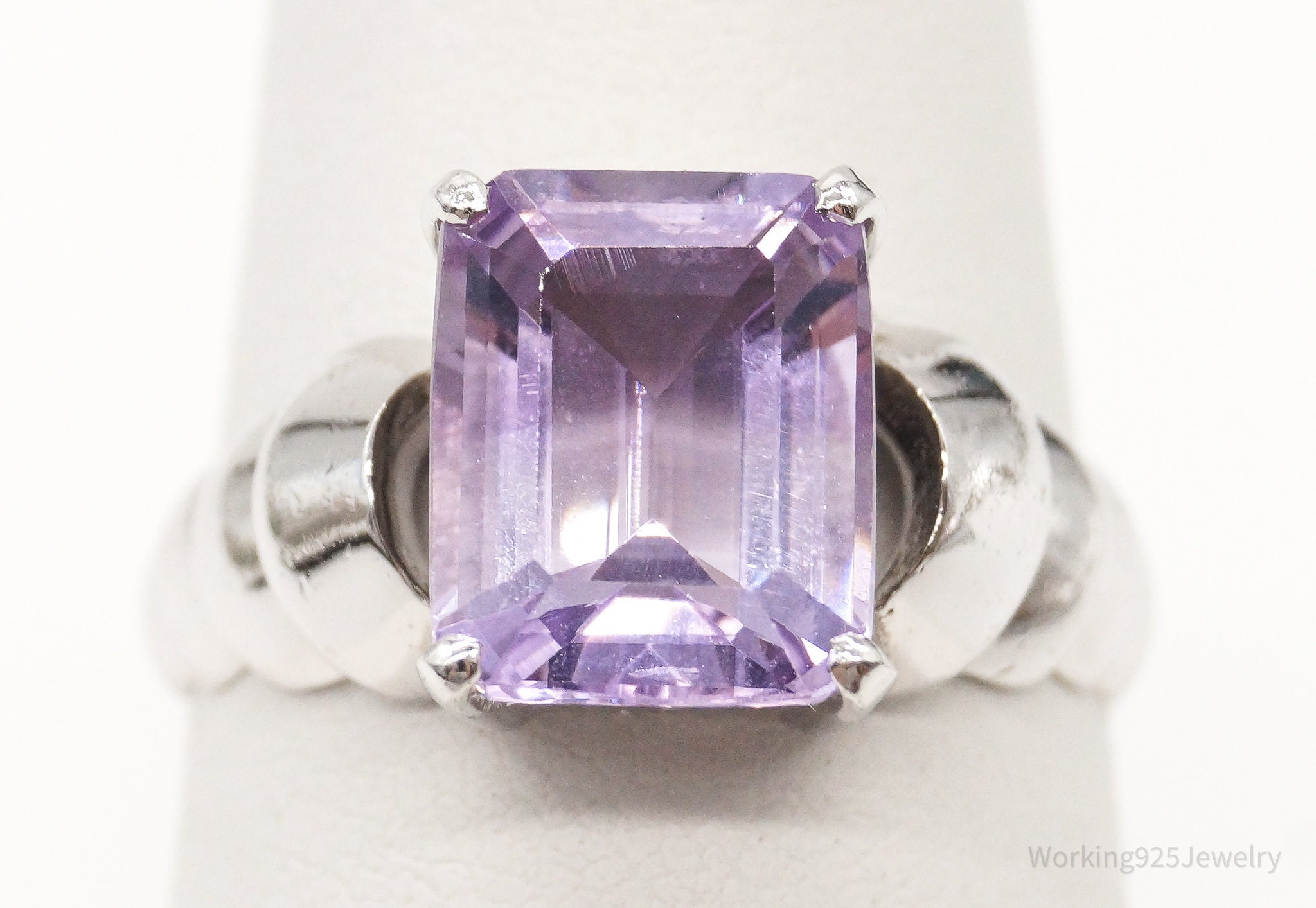 Vintage Amethyst Sterling Silver Ring - Size 7.75