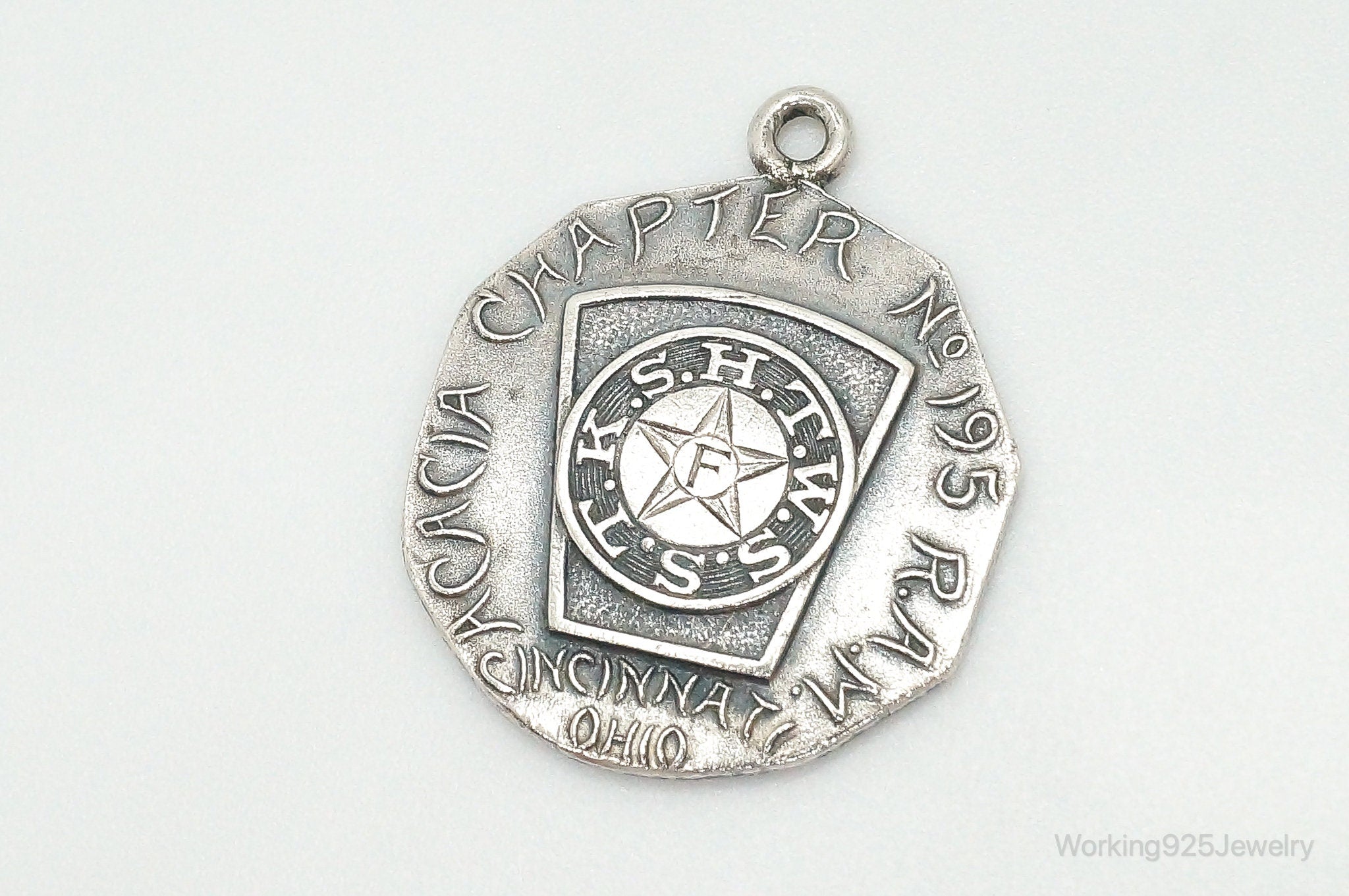 Vintage Acacia Chapter 195 Cincinnati Ohio Sterling Silver Medallion Pendant