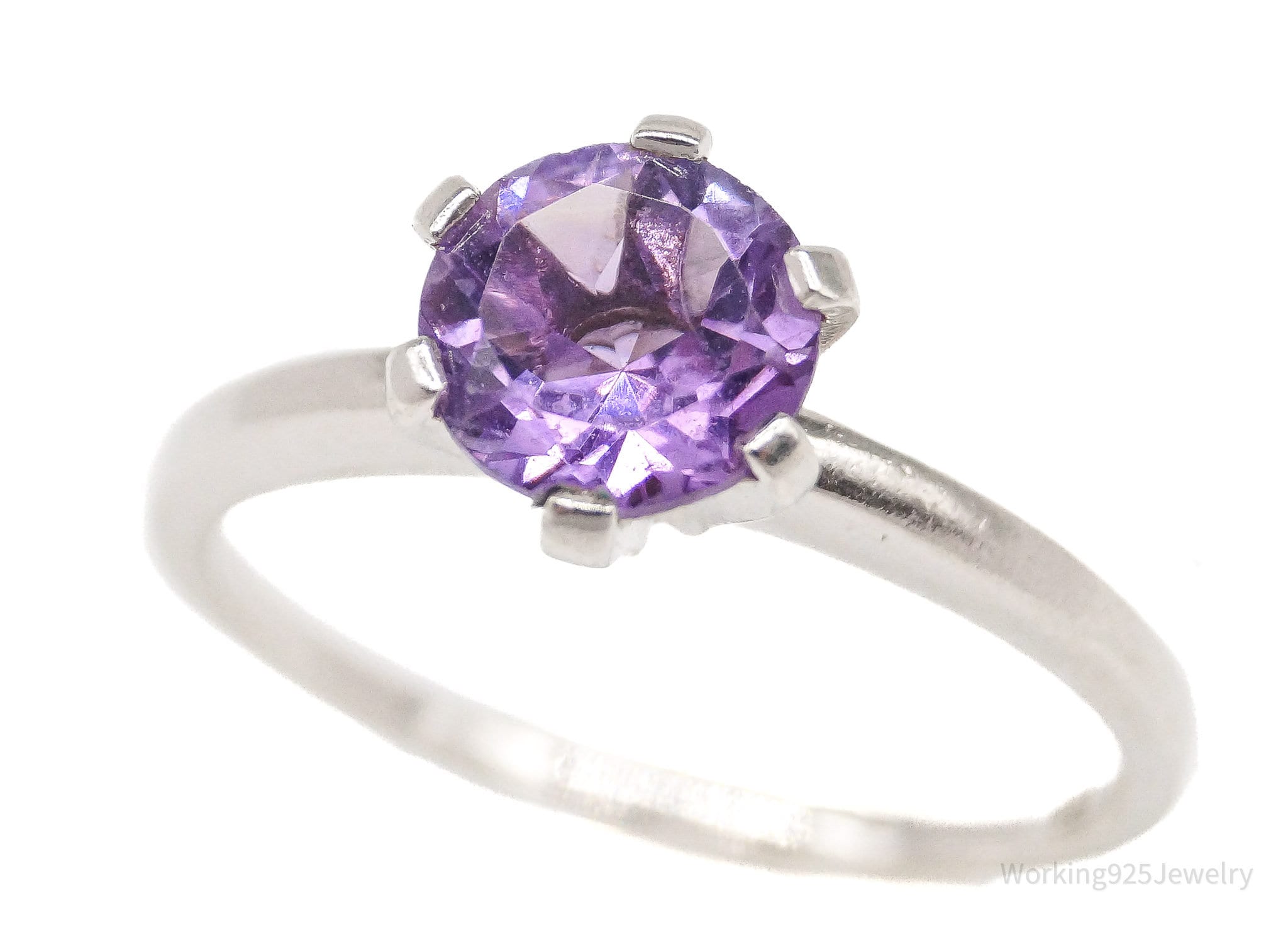 Vintage Amethyst Sterling Silver Ring - Size 8