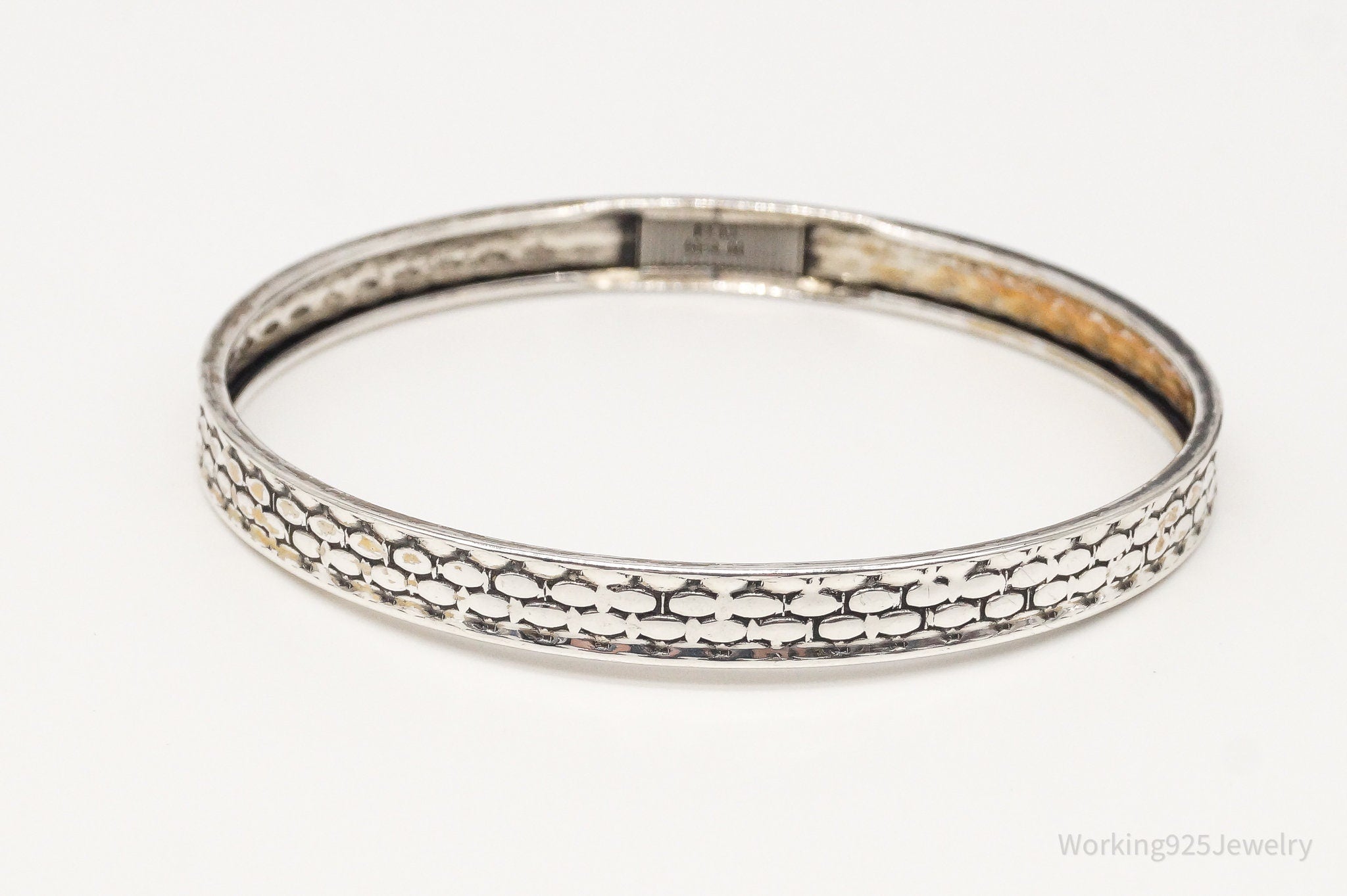 Vintage Designer Beau Sterling Silver Plated Bangle Bracelet