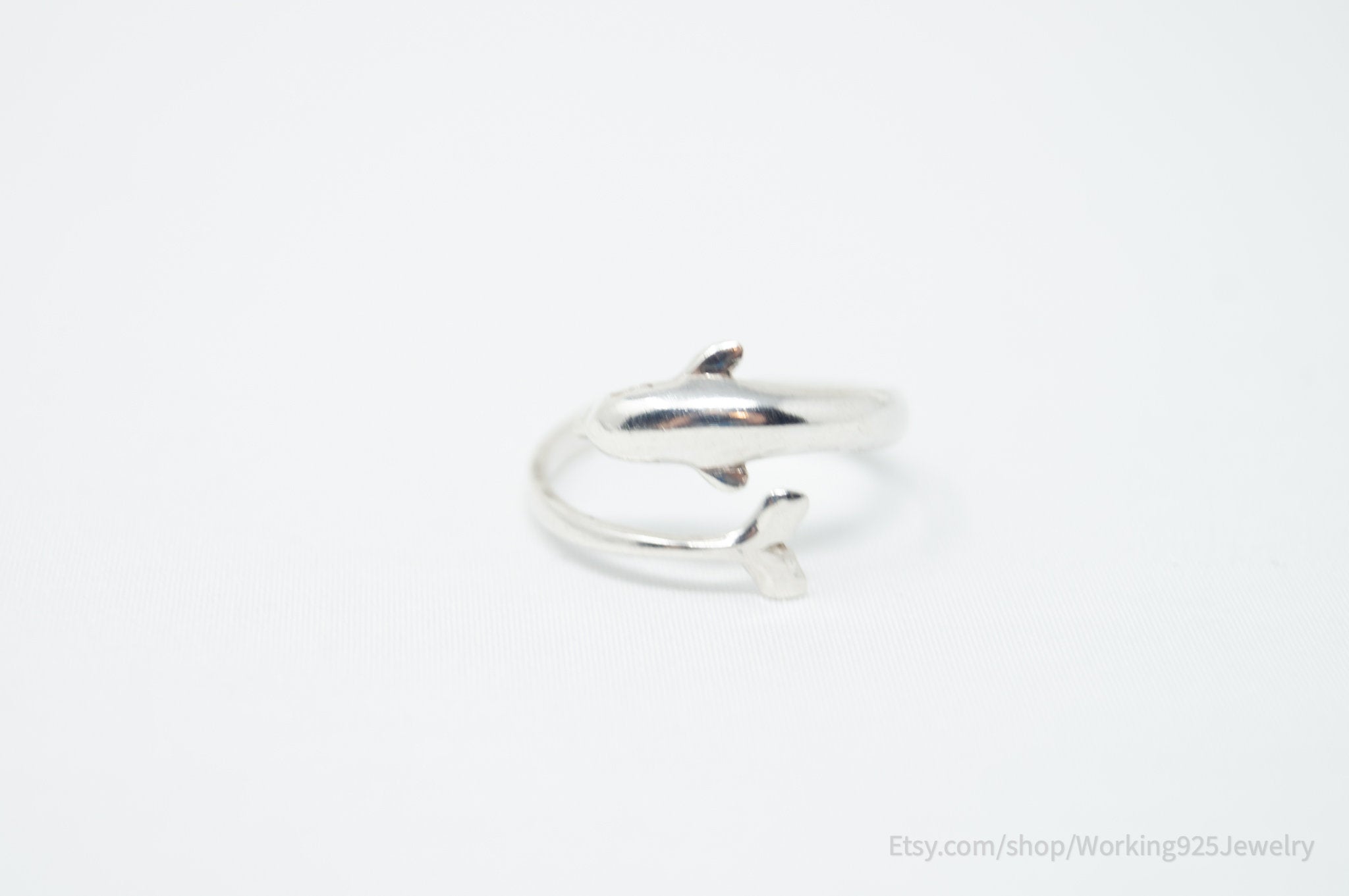 Vintage Dolphin Sterling Silver Wrap Ring - Size 7