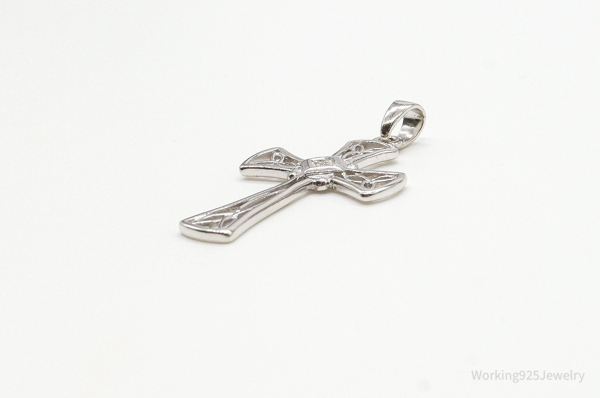 Vintage Diamond Celtic Cross Sterling Silver Pendant