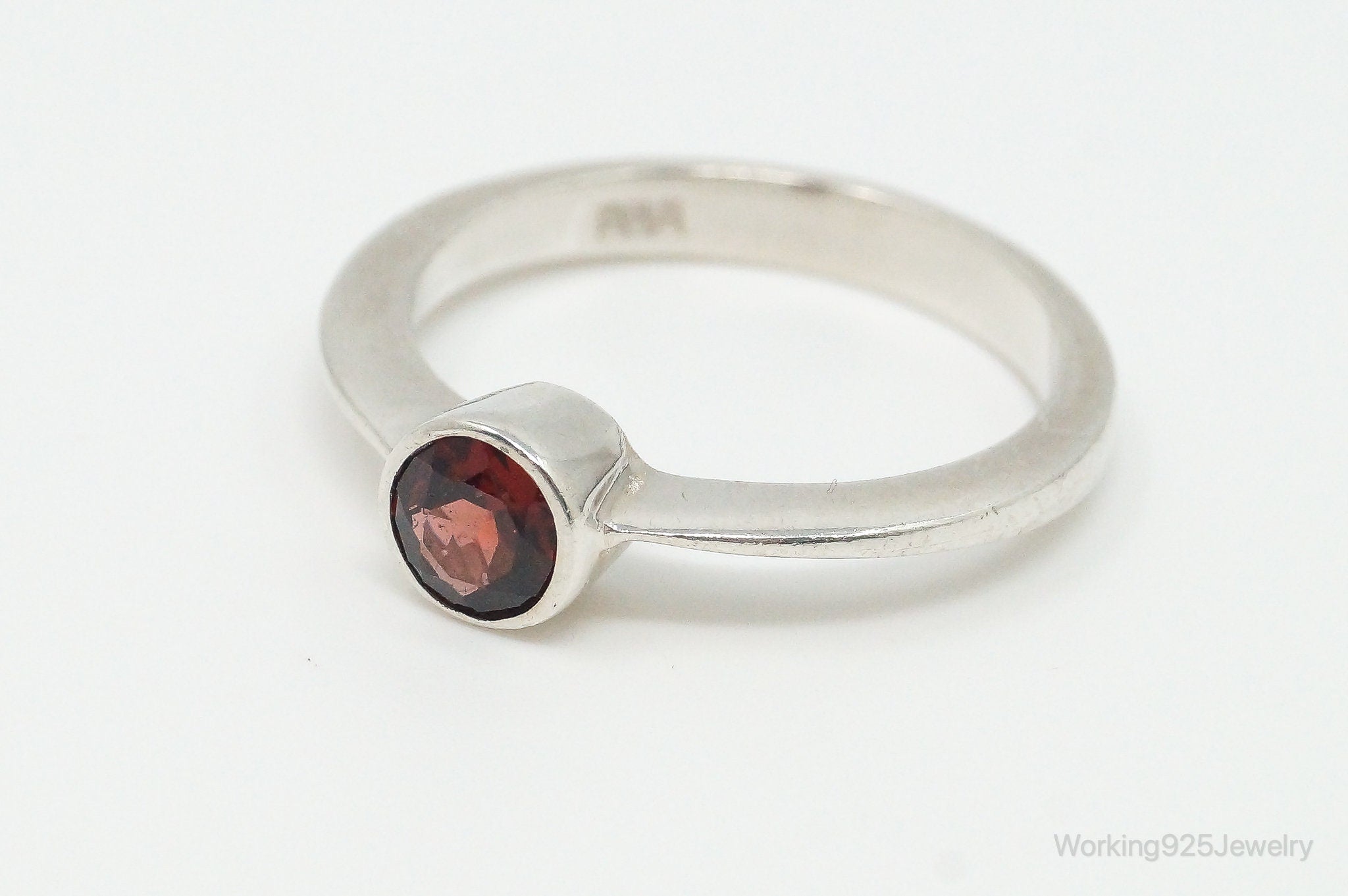 Vintage Garnet Sterling Silver Ring Size 6.75