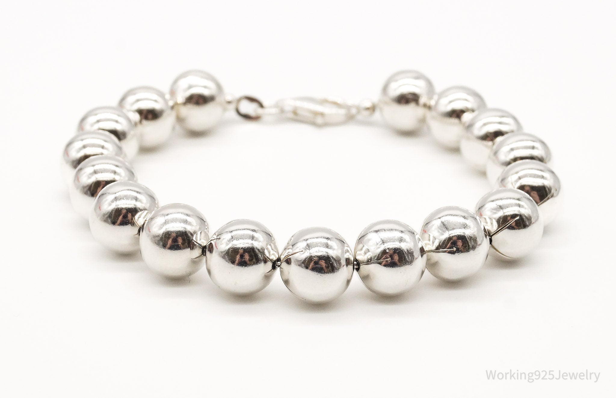 Vintage Ball Beaded Sterling Silver Bracelet