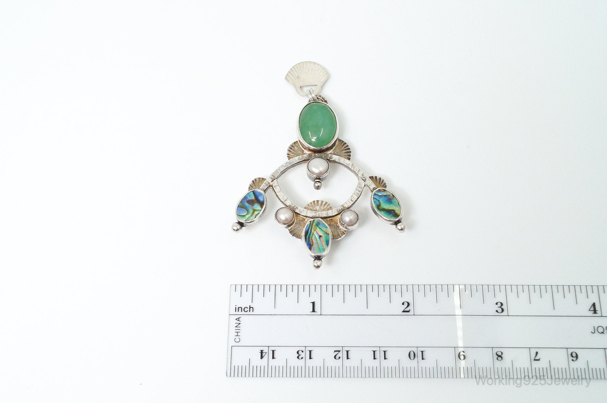 Large Vintage Native American Multi Gem Sterling Silver Pendant