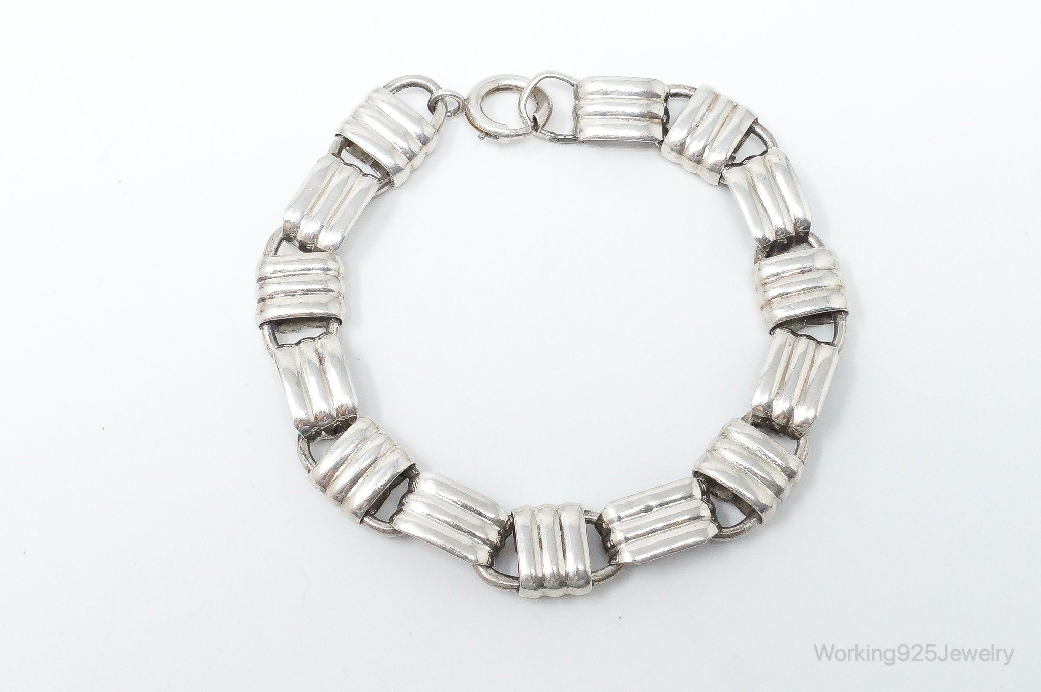 Vintage Designer Napier Modern Large Links Sterling Silver Bracelet