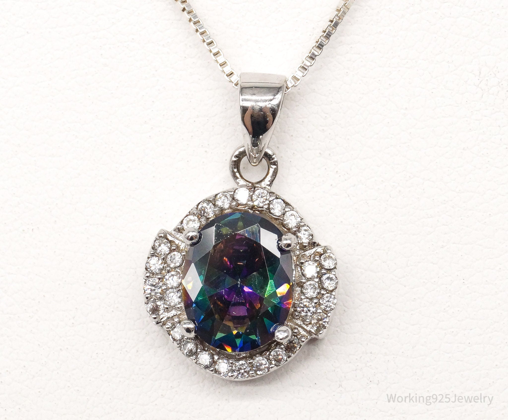 Mystic Topaz Cubic Zirconia Sterling Silver Necklace