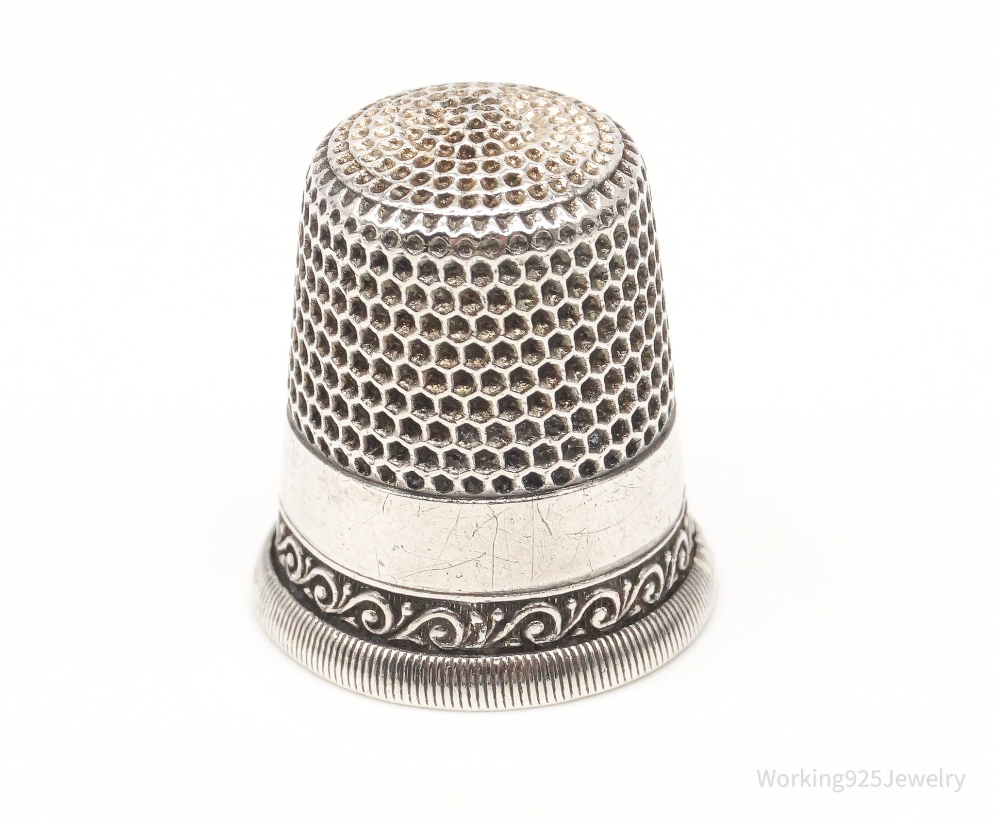 Antique Waite Thresher Dome Sterling Silver Thimble Size 11