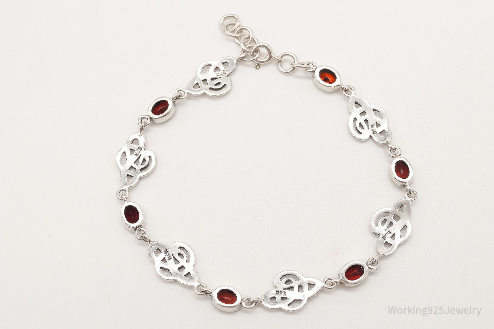 Vintage Garnet Celtic Knot Sterling Silver Bracelet